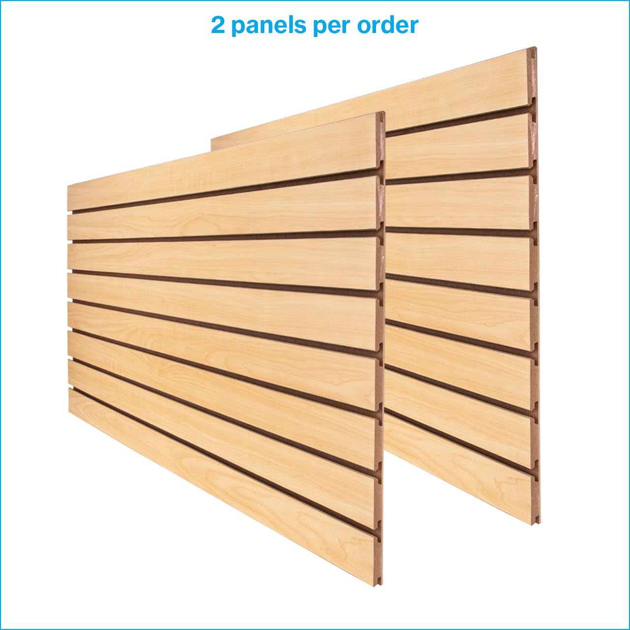 SSWBasics 4 ft x 2 ft Horizontal Maple Slatwall Easy Organizer Panels (24" H x 48" L) - Pack of 2 - Perfect for Retail Store, Garage Wall, and Craft Storage Organization