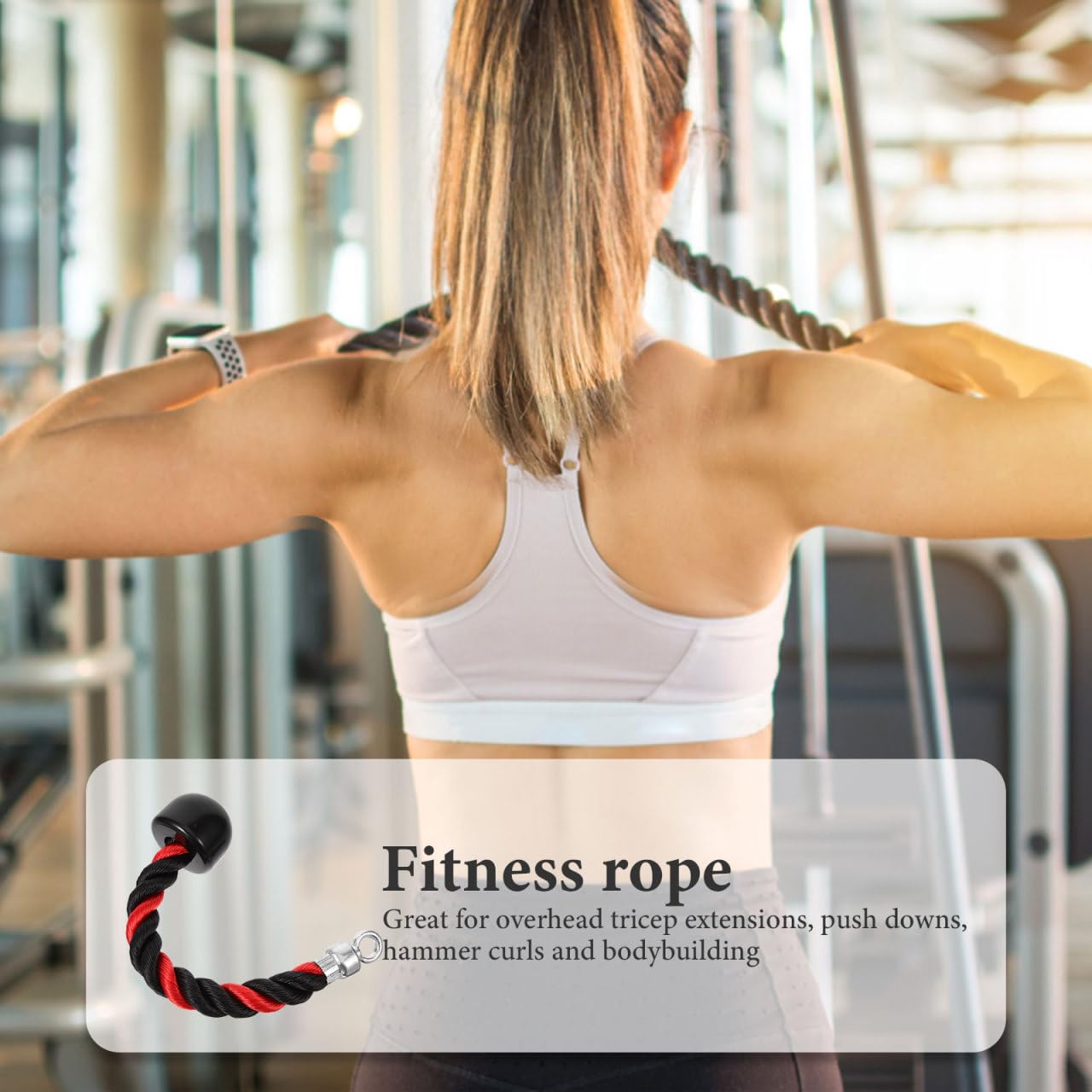 BESPORTBLE Single Grip Tricep Rope Pull Down - Heavy Duty Bicep Kit Exercise Attachment Easy to Grip & Non Slip Cable Attachment for Home Gym Pulley Workout Tricep Push Down Rope 1Pc