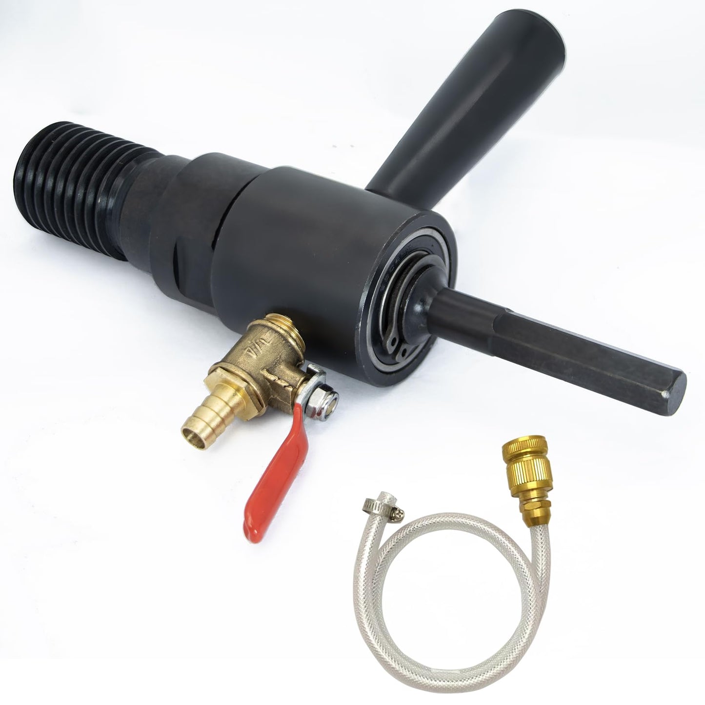 DaduoRi 6" Wet Core Drill Bit with Water Injection Capable Adapter for 1/2" Hex Shank - Includes Solid Brass Quick Connector and Hose - Convenient 1 1/4"-7 Thread Core Bit with Water Feed Design