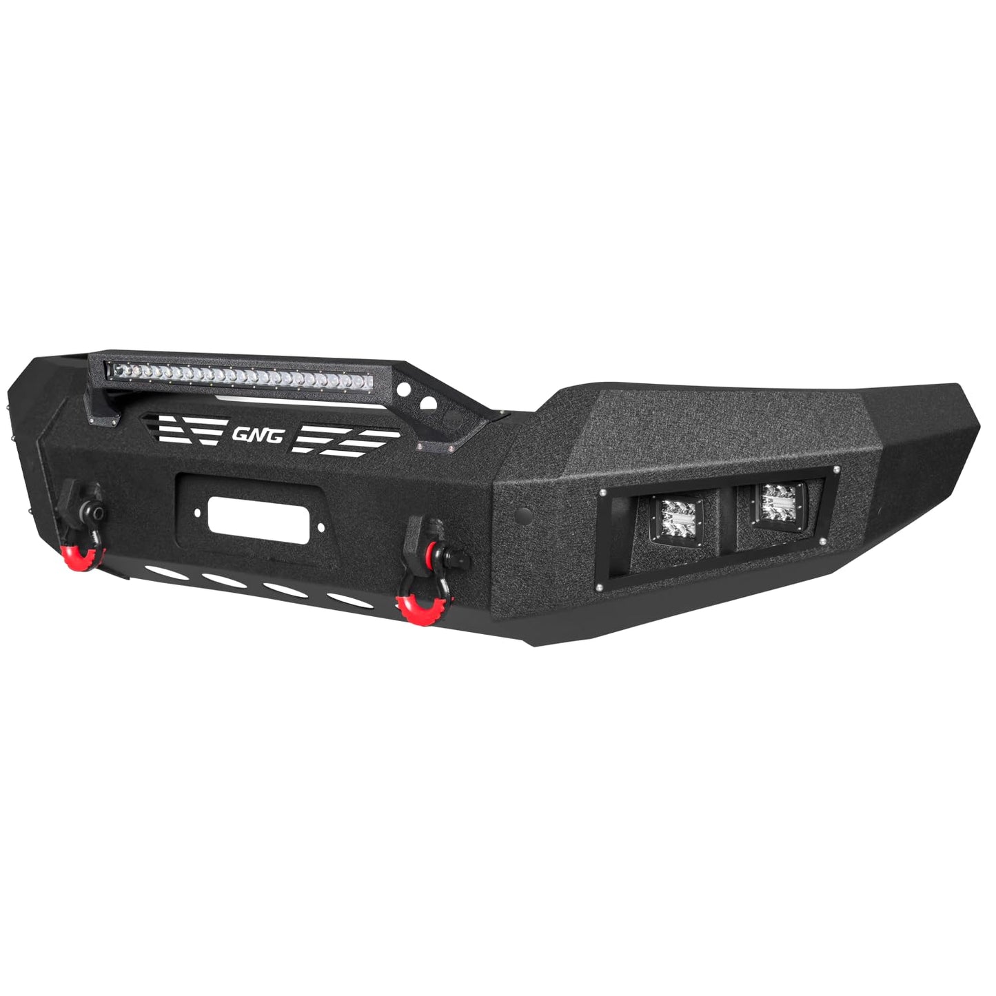LUYWTE For 2003-2006 Chevy Silverado 1500 Steel Front Bumper With Winch Plate&Square Lights（Black Texture）