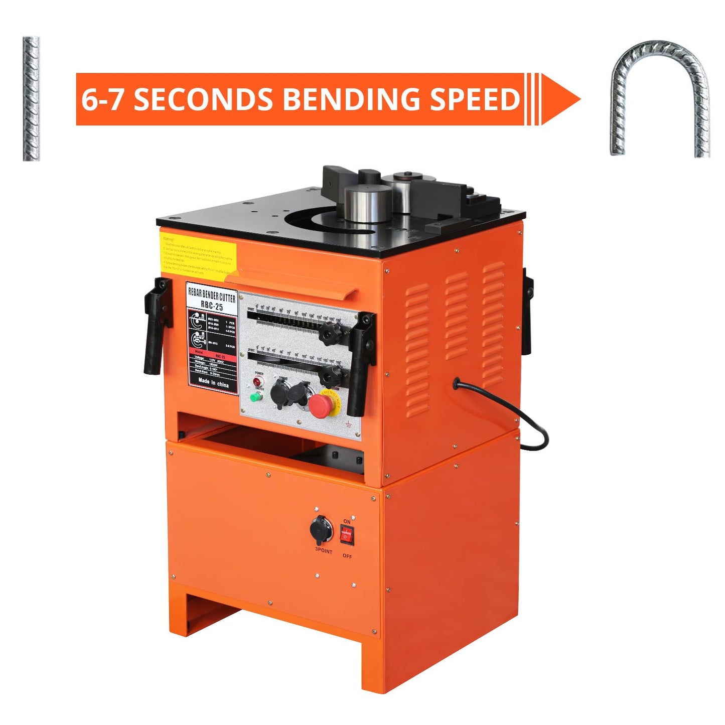 1600W Electric Rebar Bender and Cutter, Fast & Accurate 2-in-1 Bending Machine, Portable Rebar Bending Tool for 1/4 inch to 1 inch Steel Bar with Foot Pedal