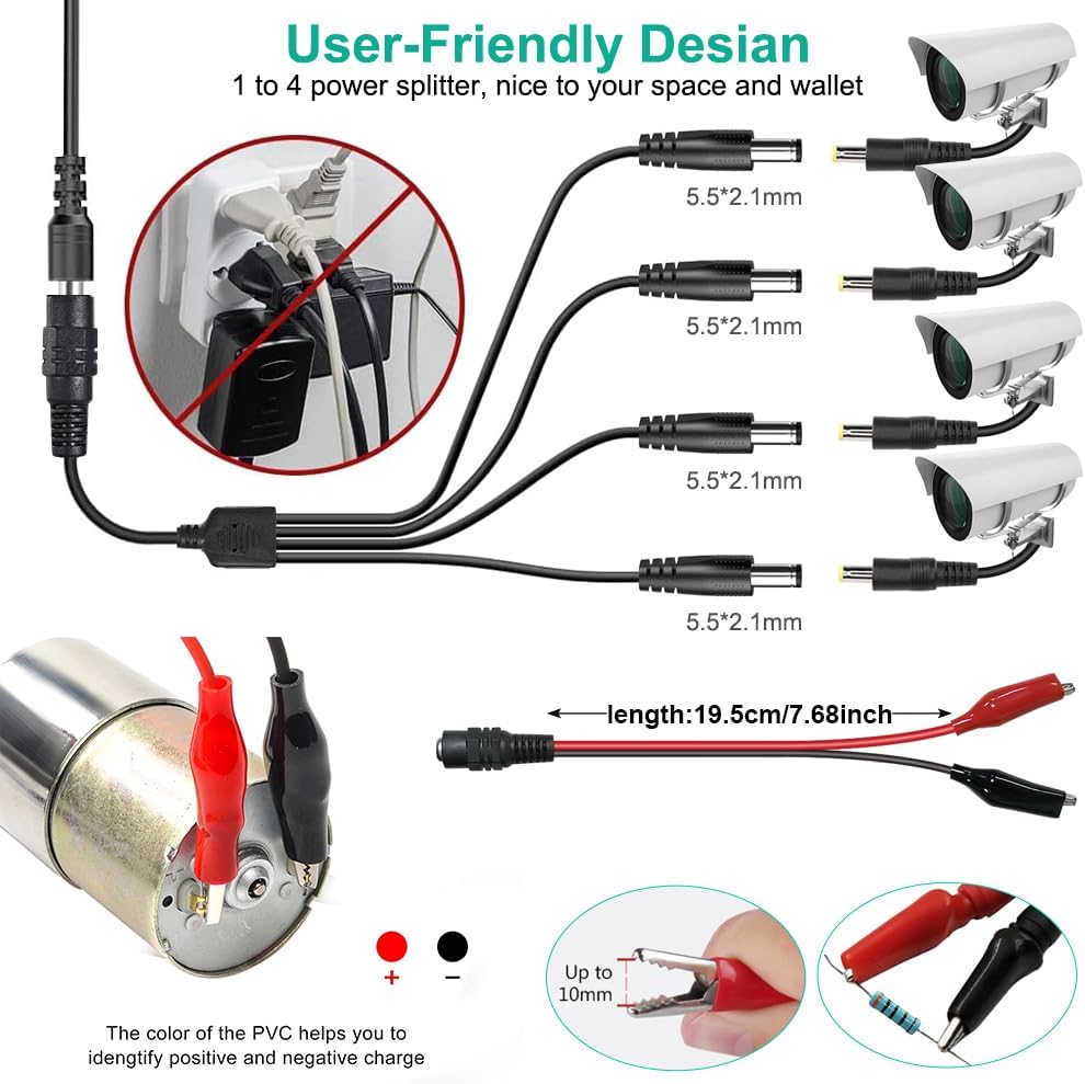 Wefomey 3V~24V 3A 72W 3V 5V 9V 12V 18V 20V 24V 100V-240V 14 4-Way Universal Power Supply Adjustable Variable AC/DC