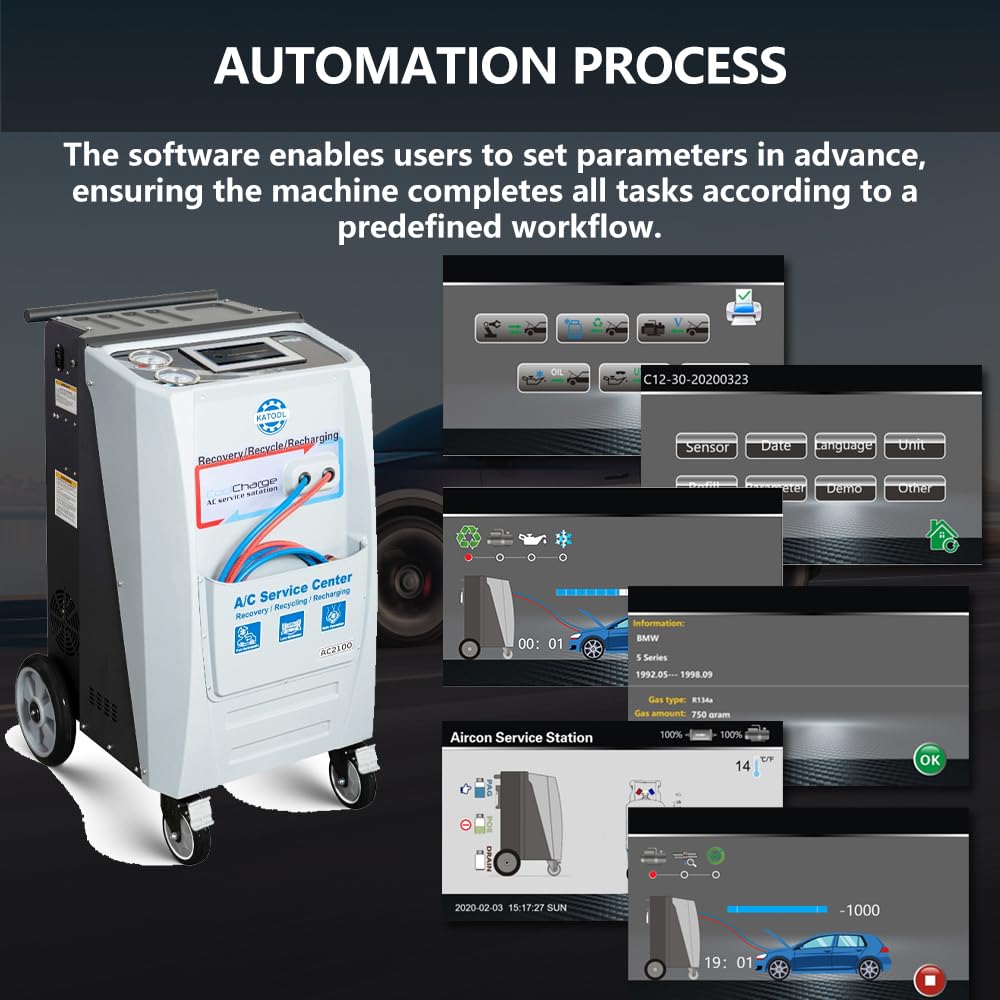 AC2100 Automatic Refrigerant Recovery & Recharge Machine, Compatible with R134a or R1234yf Dual Refrigerants for Automotive AC Systems
