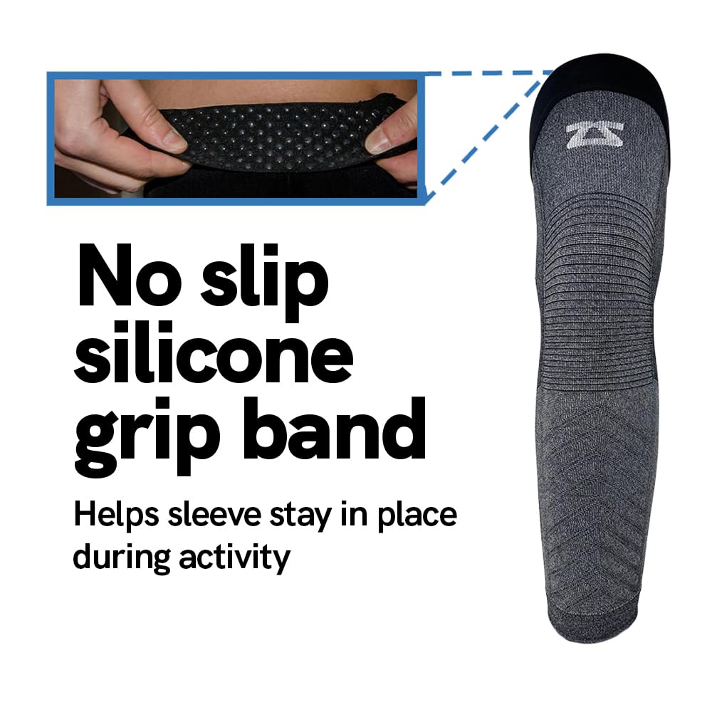 Zensah Full Leg Compression Sleeve - Long Full Length Support for Thigh, Knee, Calf for Men, Women, Running, Basketball, Football (Large, Black)
