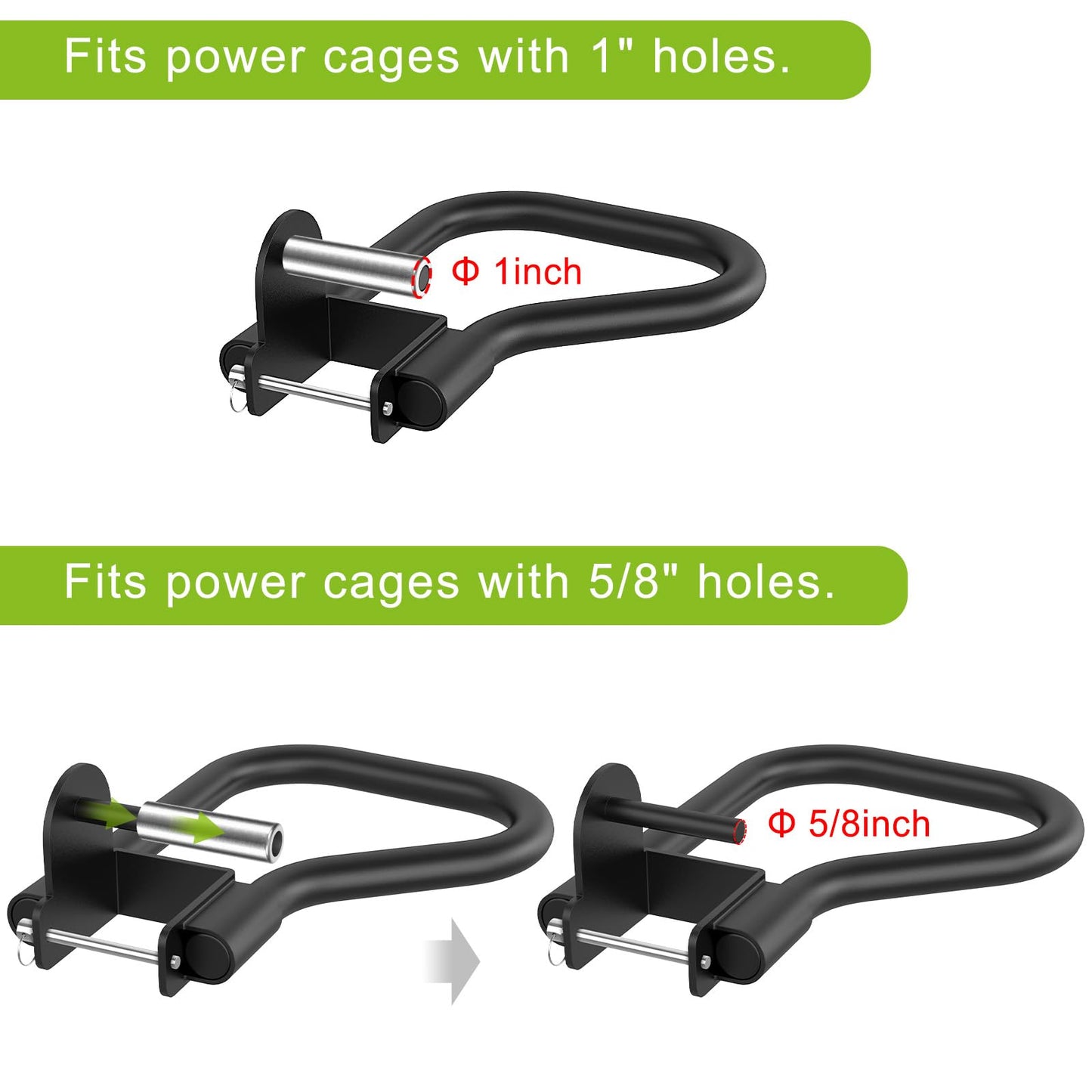 SELEWARE Dip Bar Attachment for 3" x 3" with 1" or 5/8" Hole Power Cage Squat Rack, Set of 2 Heavy Duty Steel Dip Handles with Safety Pin, Multi Grip Positions for Home Gym Strength Training