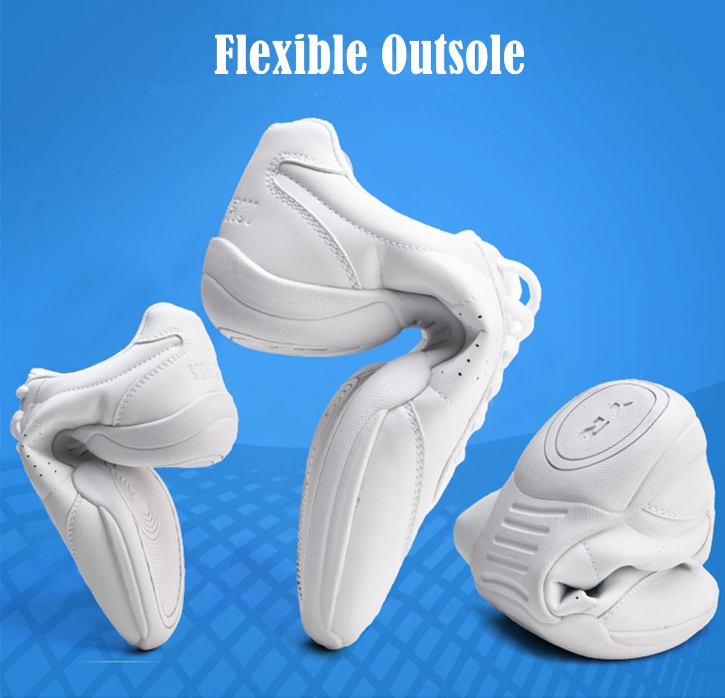 DADAWEN Adult & Youth White Cheerleading Shoe Athletic Sport Dance Shoes Training Competition Tennis Sneakers Cheer Shoes White US Size 12 M Little Kid