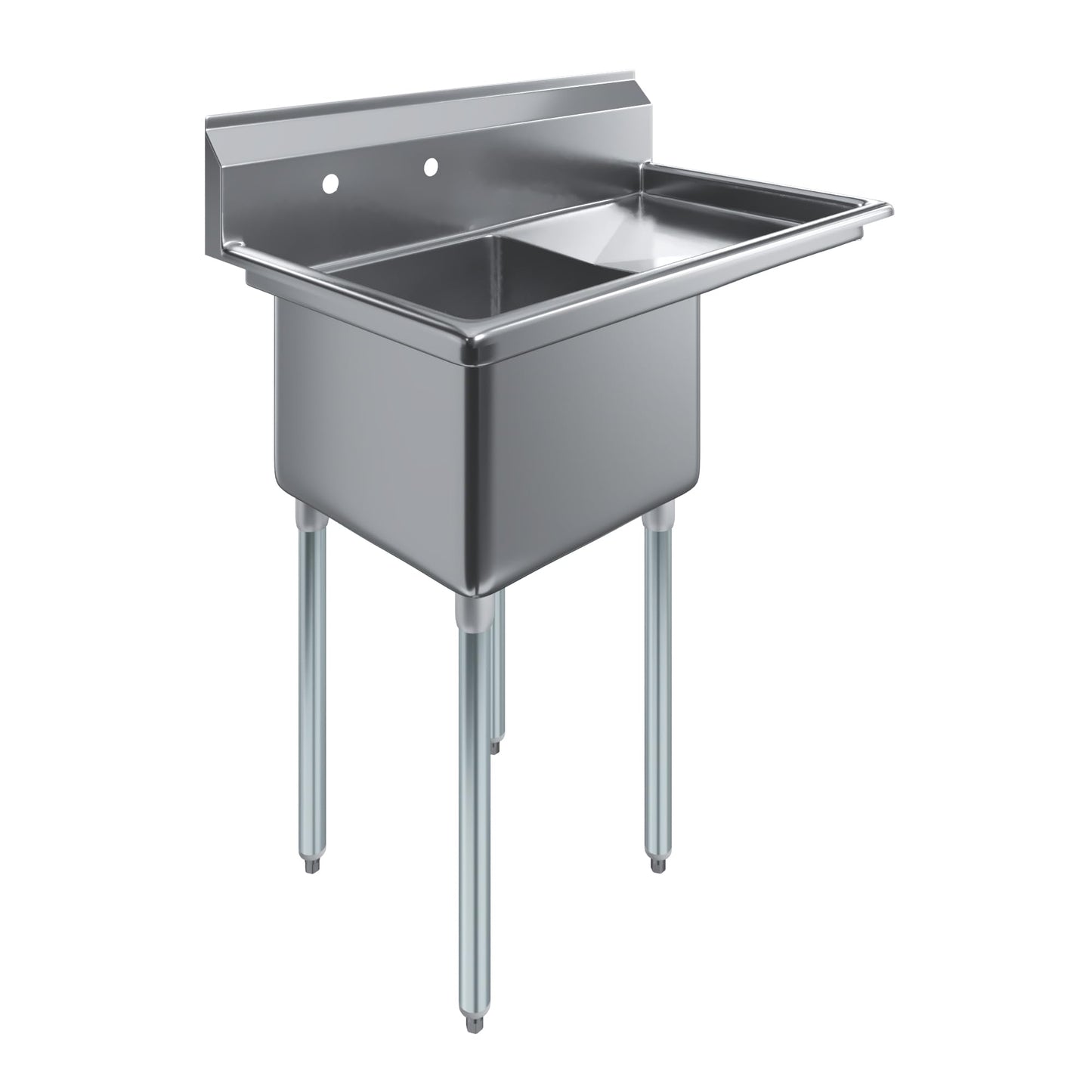 39 in. x 23.5 in. Stainless Steel One Compartment Sink with 18 in. x 18 in. Bowl and 18 in. Right Drainboard. NSF