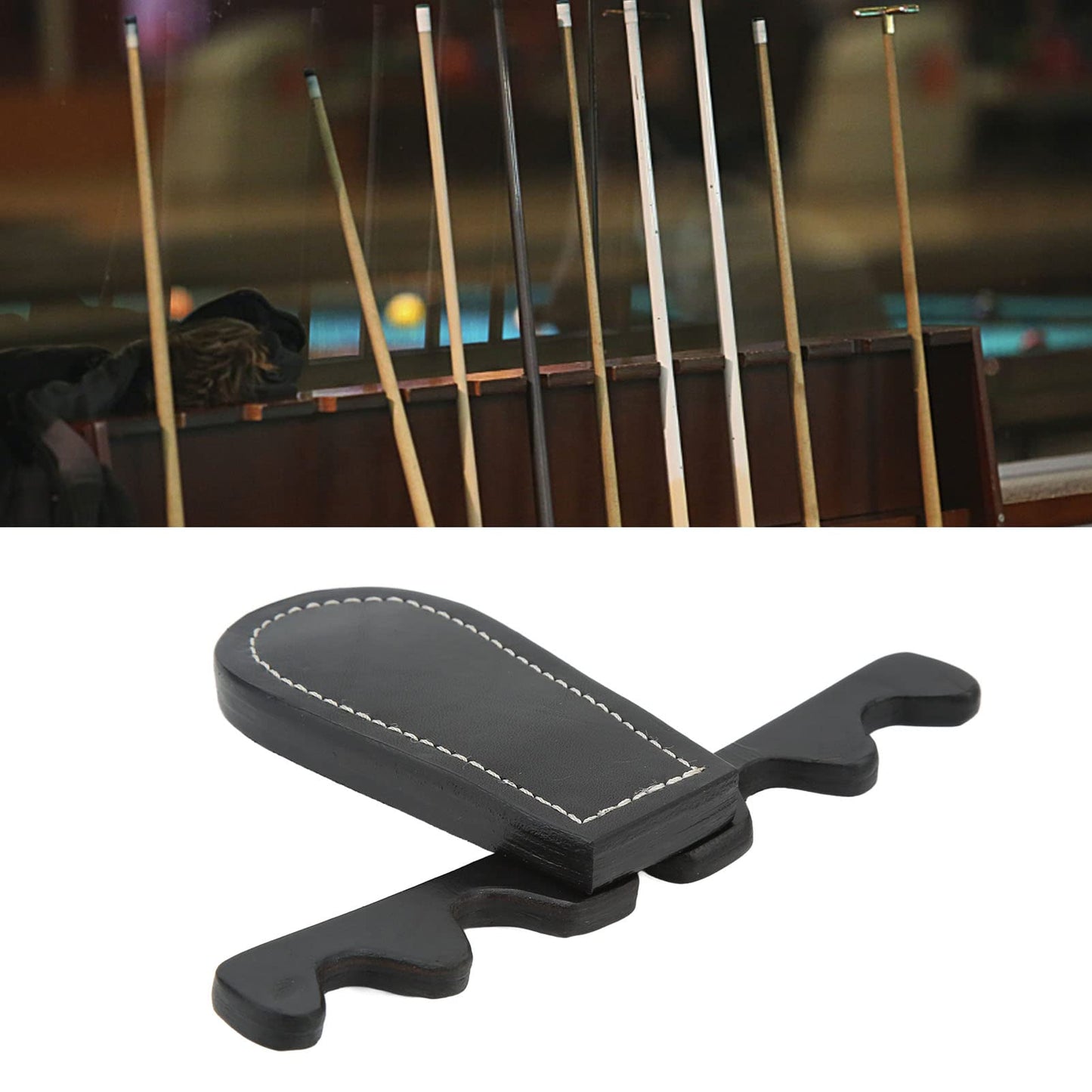 Diydeg Pool Stick Holder, Portable Collapsible Cue Rest Cue Stick Holder Holds 4 Cues Against Table, Saddle Leather Billiard Cue Rack Pool Cue Holder Claw for Pool Table, Bar and Chair