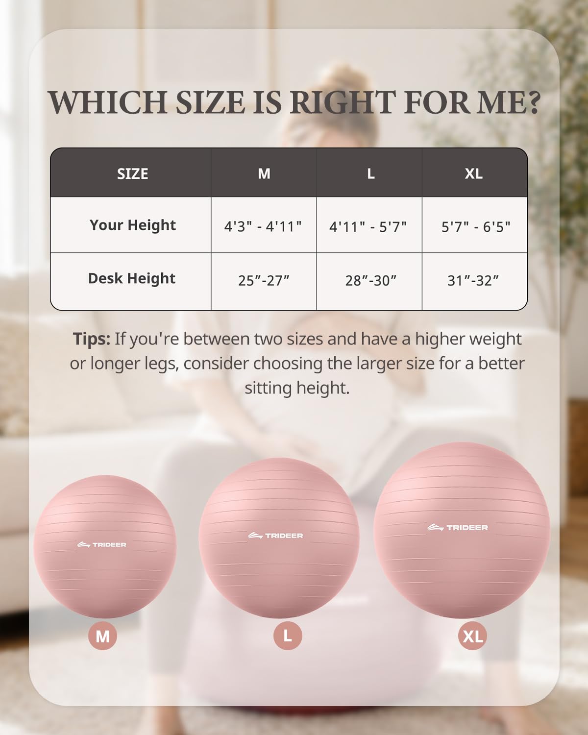 Trideer Exercise Ball Yoga Ball – Office Seating & Balance Ball Chair, Stability Ball for Pilates, Physical Therapy,Core Training & Balance Improvement & Stretching
