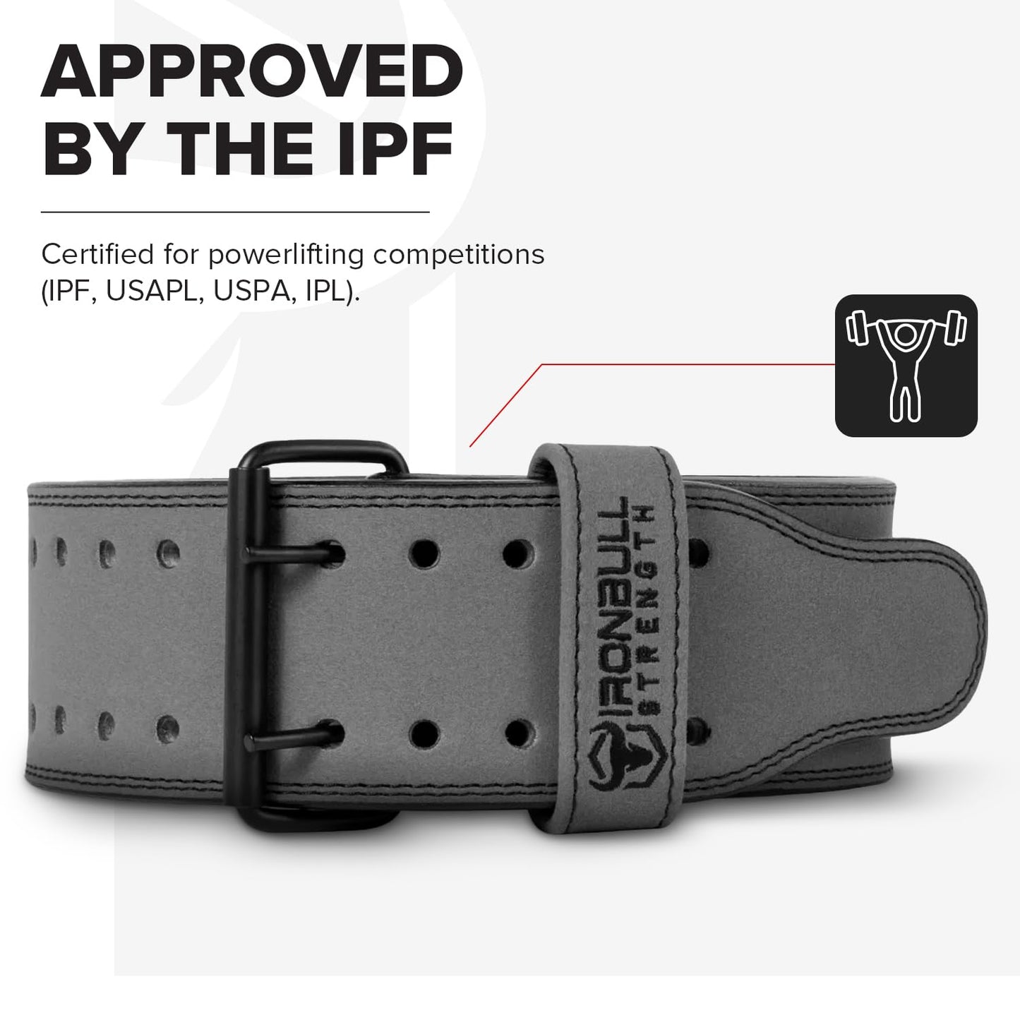 PowerLifting Belt/Weight Lifting Belt - 10mm Double Prong - 4-inch Wide - Advanced Back Support for Weightlifting and Heavy Power Lifting (Grey, XX-Large)