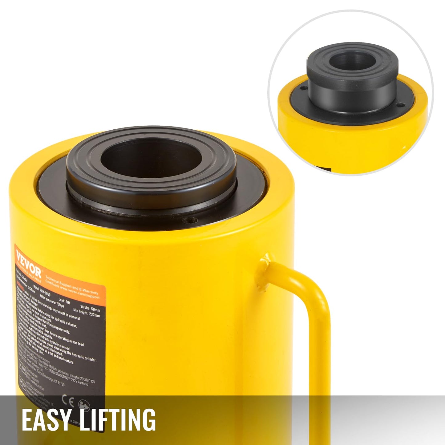 Vevor 60T 2 Inch Hydraulic Cylinder Jack Hollow Single Acting Hydraulic Ram Cylinder 50mm Hydraulic Lifting Cylinders for Riggers Fabricators (60T 2 Inch Hollow): Industrial & Scientific