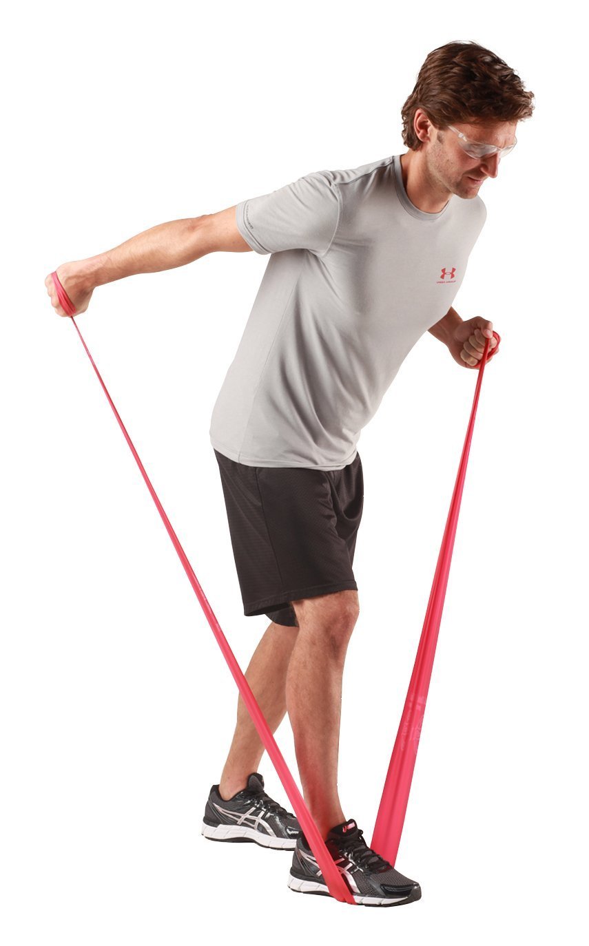 THERABAND Resistance Bands, 5 Foot, 30 Count Professional Latex Elastic Bands For Upper & Lower Body Exercise, Physical Therapy, Lower Pilates, At-Home Workouts, & Rehab, Medium Red, Level 2