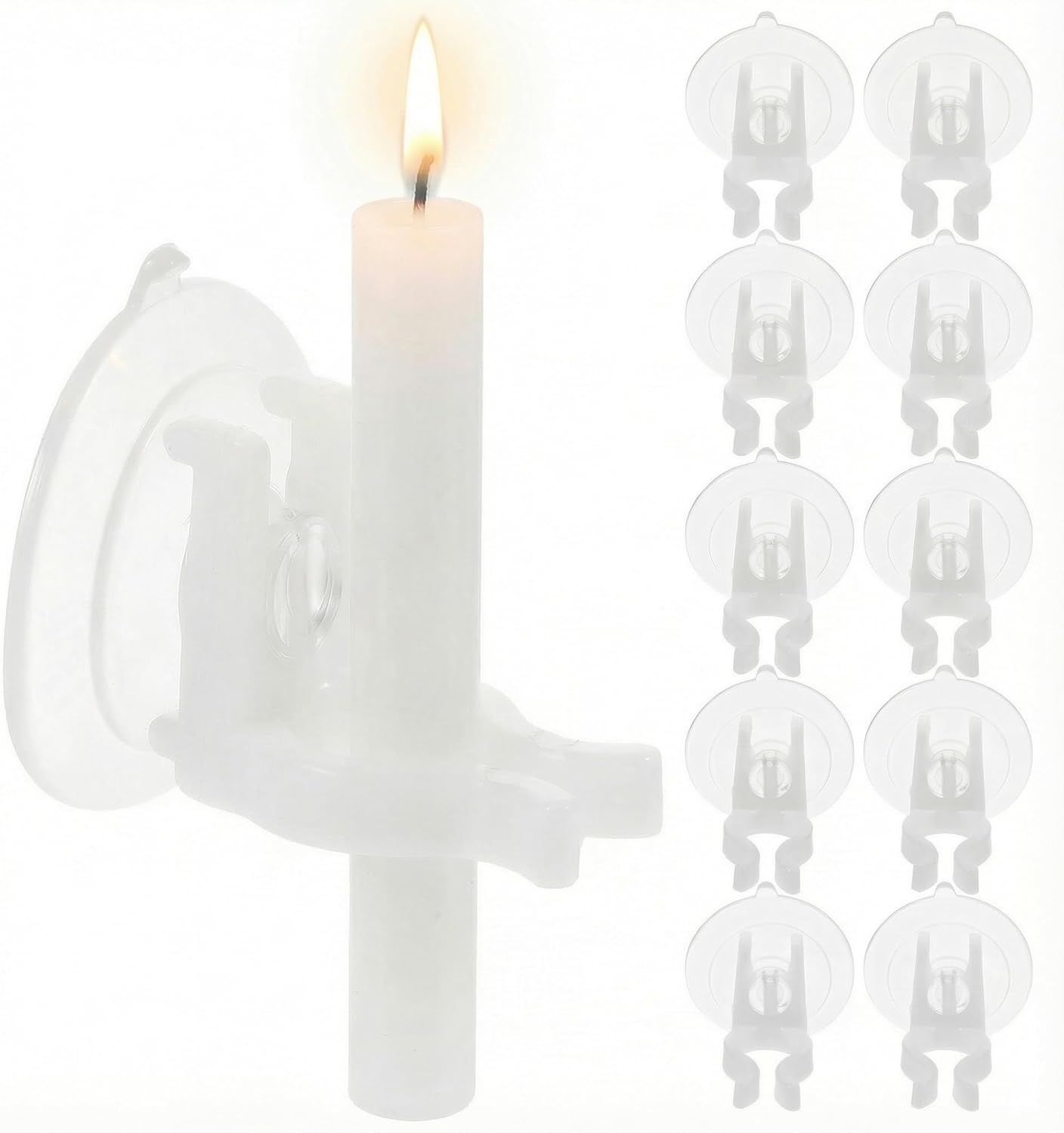 PRETYZOOM 12Pcs Window Candle Holders - Secure Suction Cups for Flameless Electric Candles | Transparent PVC Clamps for Holiday Decor