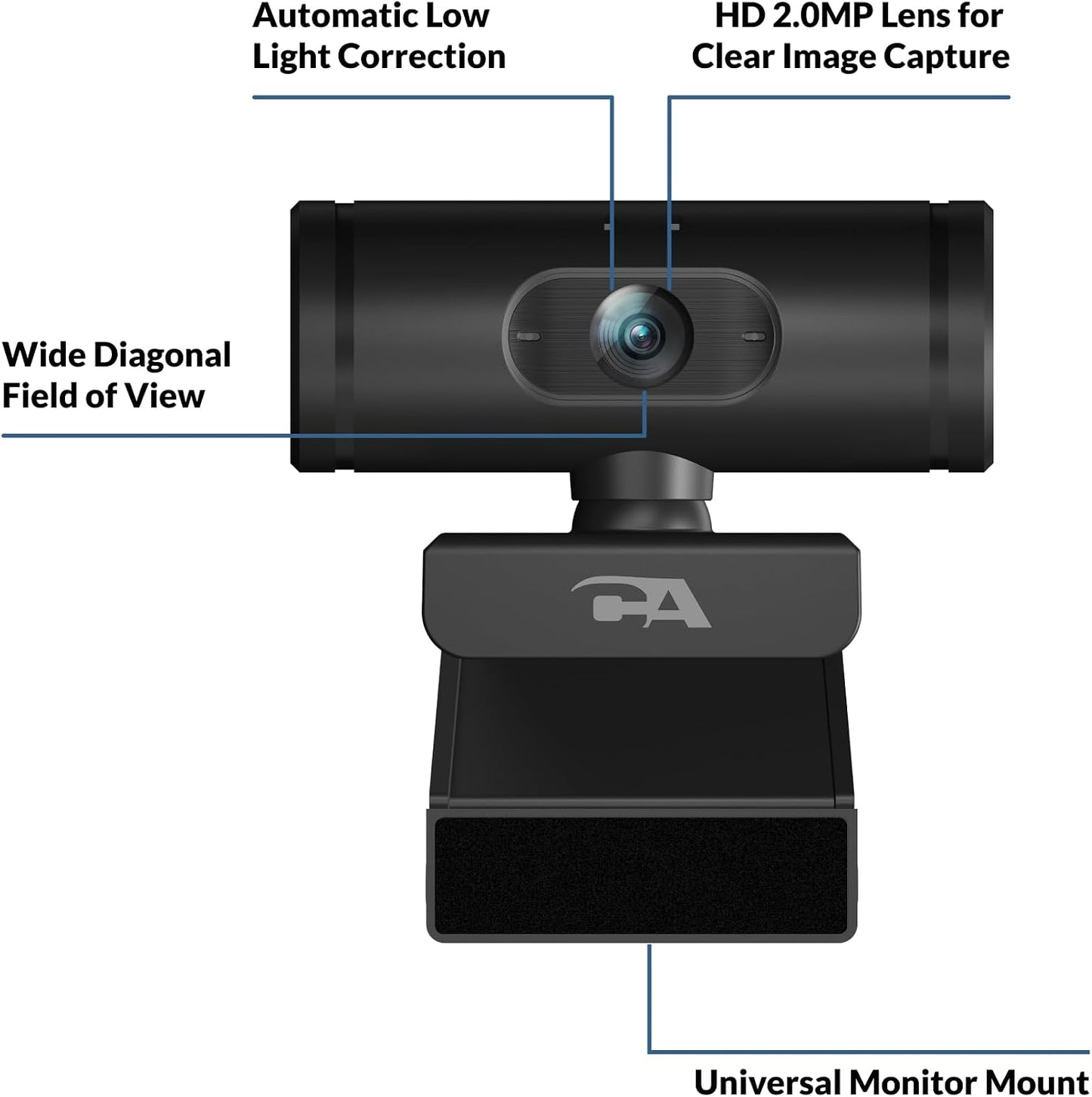 Cyber Acoustics 1080p (WC-1000), Headsets Full HD Webcam Designed with No Microphone for Use with and Speakerphones