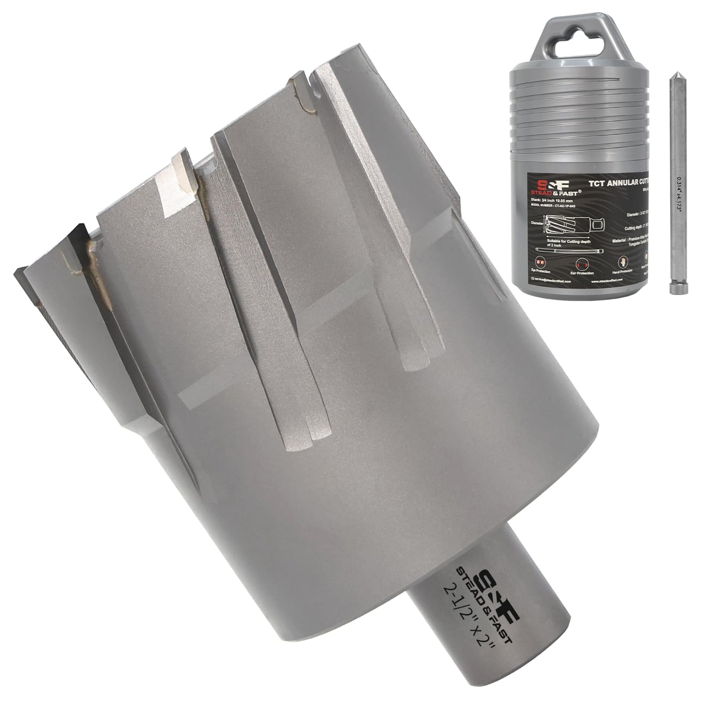 S&F STEAD & FAST Carbide Annular Cutter 2-1/2" Cutting Diameter, 2" Depth of Cut, 3/4" Weldon Shank
