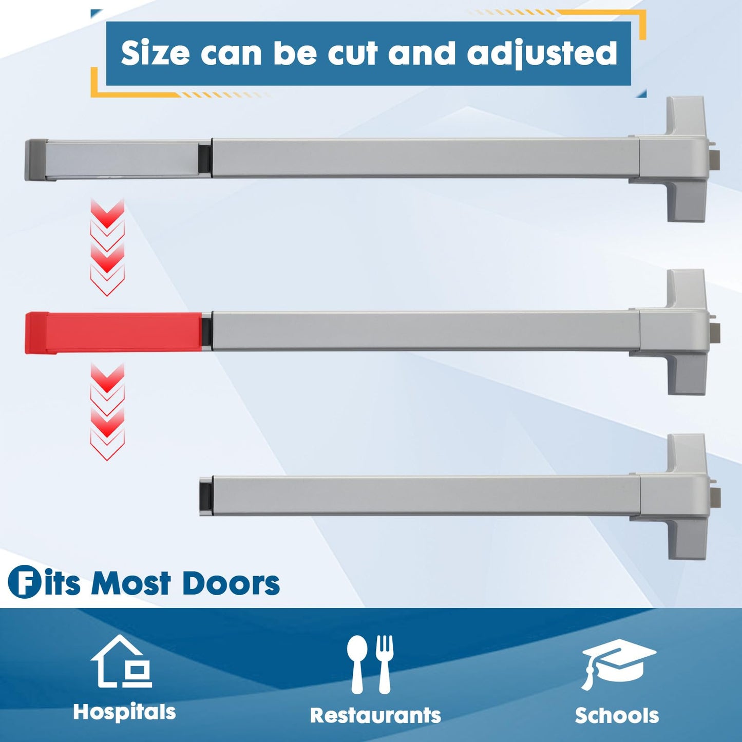 Suermany Commercial Door Push Bar Panic Exit Device with Exterior Lever, 32" Stainless Steel Panic Bars for Exit Doors, Aluminum Silver