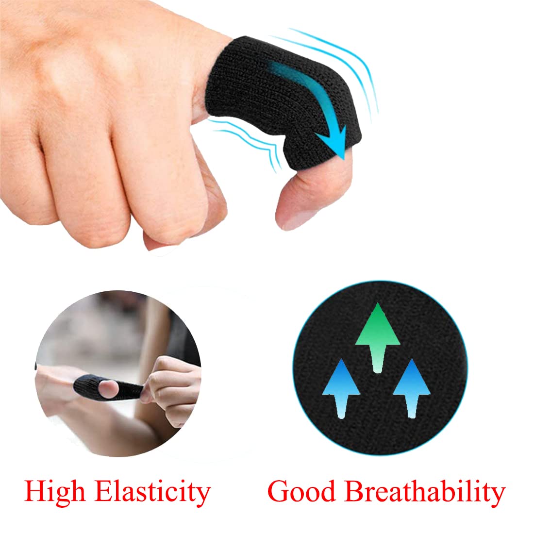 ELANE 40 Pcs Finger Sleeves Protectors,Finger Sleeves for Arthritis Trigger Finger Splint for Thumb,Finger Brace for Arthritis Pain and Support (Black,Blue,Red,Beige)