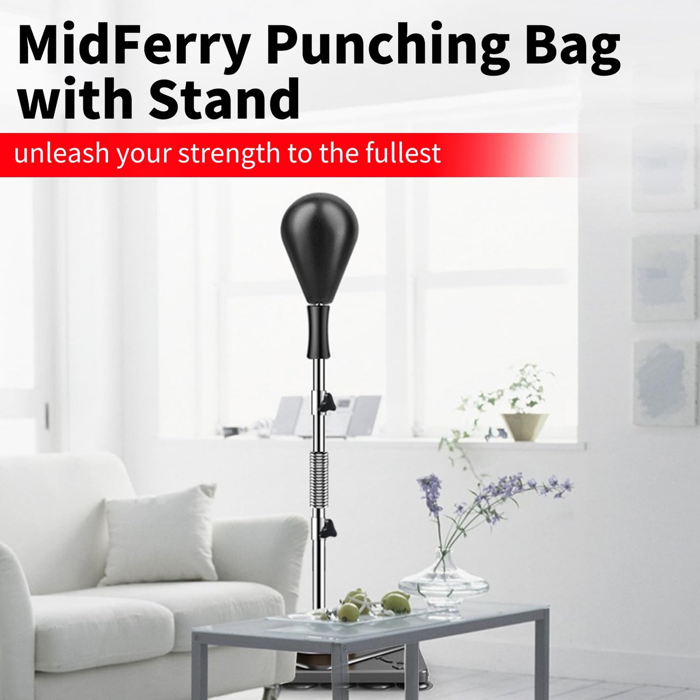 MidFerry Punching Bag for Adults and Kids - Height Adjustable Suction Cup Base Boxing Bag with Stand, Boxing Equipment Fitness, Reflex Bag Speed Bag for Training