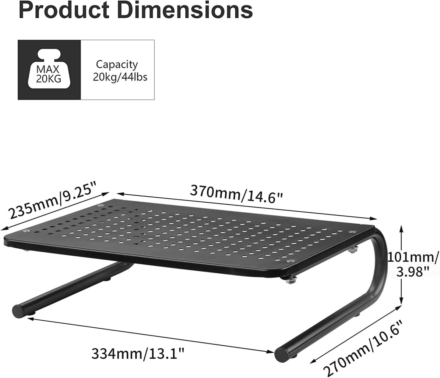 4 Inches (MST004) suptek Monitor Stand Riser for Computer,Laptop,Printer, Notebook and All Flat Screen Display