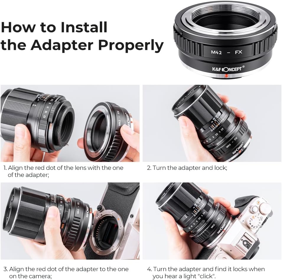 K&F CONCEPT M42 42mm XPro1 X-Pro1 Lens Mount Adapter Ring Screw to Fuji Fujifilm FX Camera