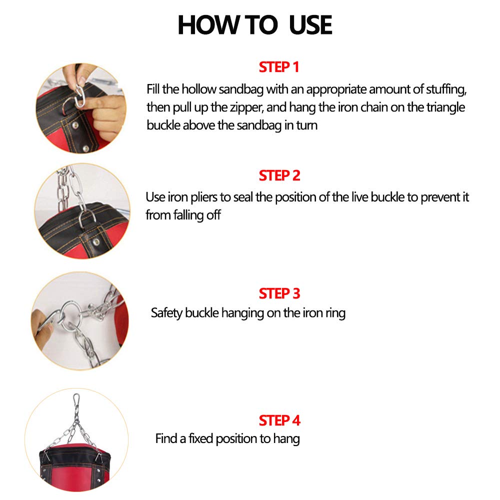 SFEEXUN Punching Bag for Man Women Youth Teens, Indoor/Garden Boxing Bag Unfilled Heavy Bag Set with Punching Gloves, Chain, Ceiling Hook for MMA, Kickboxing, Muay Thai, Karate, Taekwondo