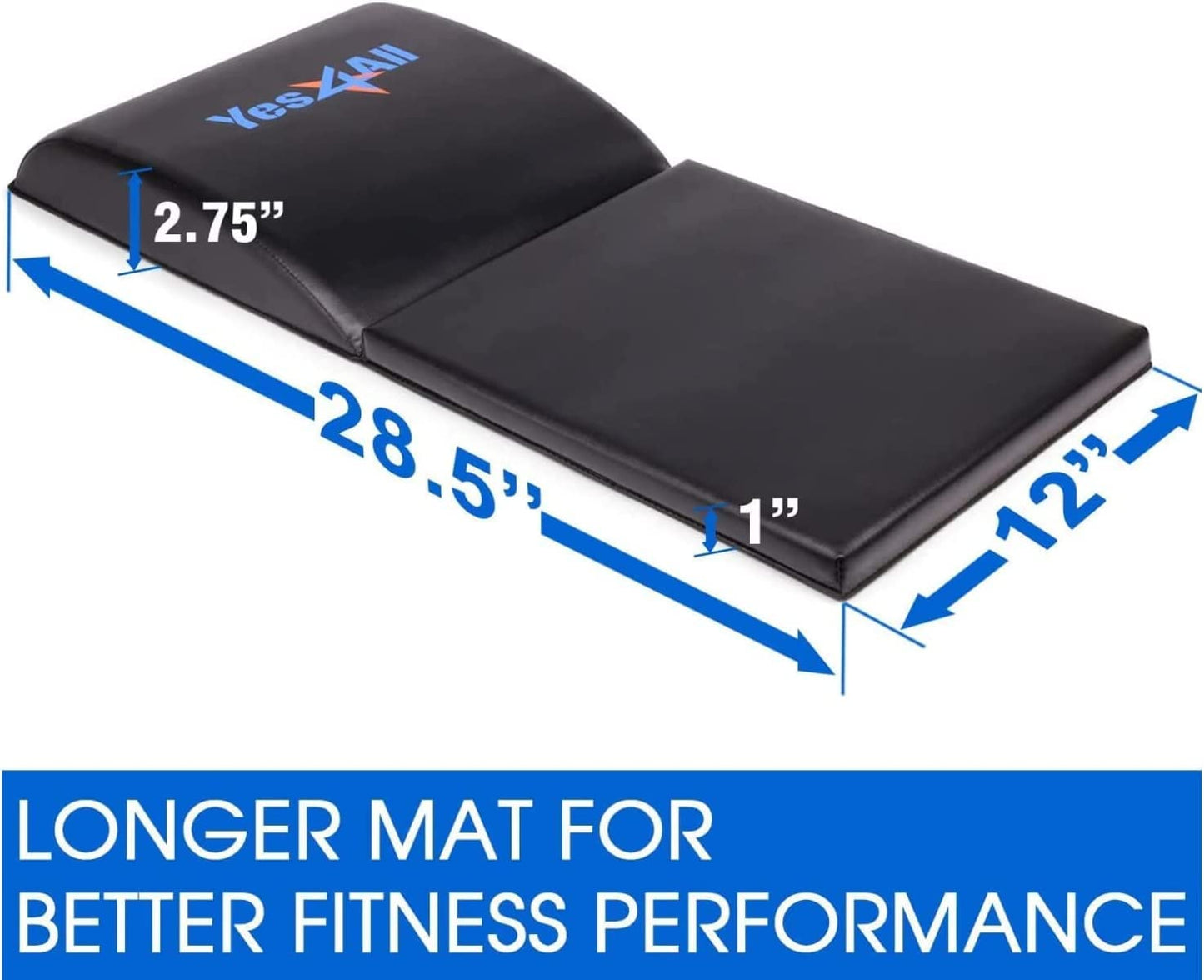 Yes4All Abdominal Exercise Pads, Foldable Ab Workout Equipment for Home Gym Core Training & Back Stretching, Sit Up Mat for Floor Exercises with Tailbone, Black