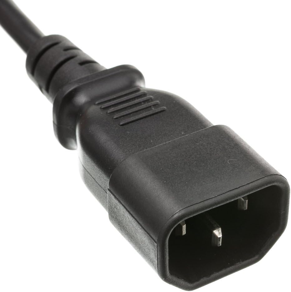 CableWholesale 3 C13 C14 3 18 10 C13 C14 feet Computer/Monitor Power Extension Cord, Female to Male Plug, Pin, AWG