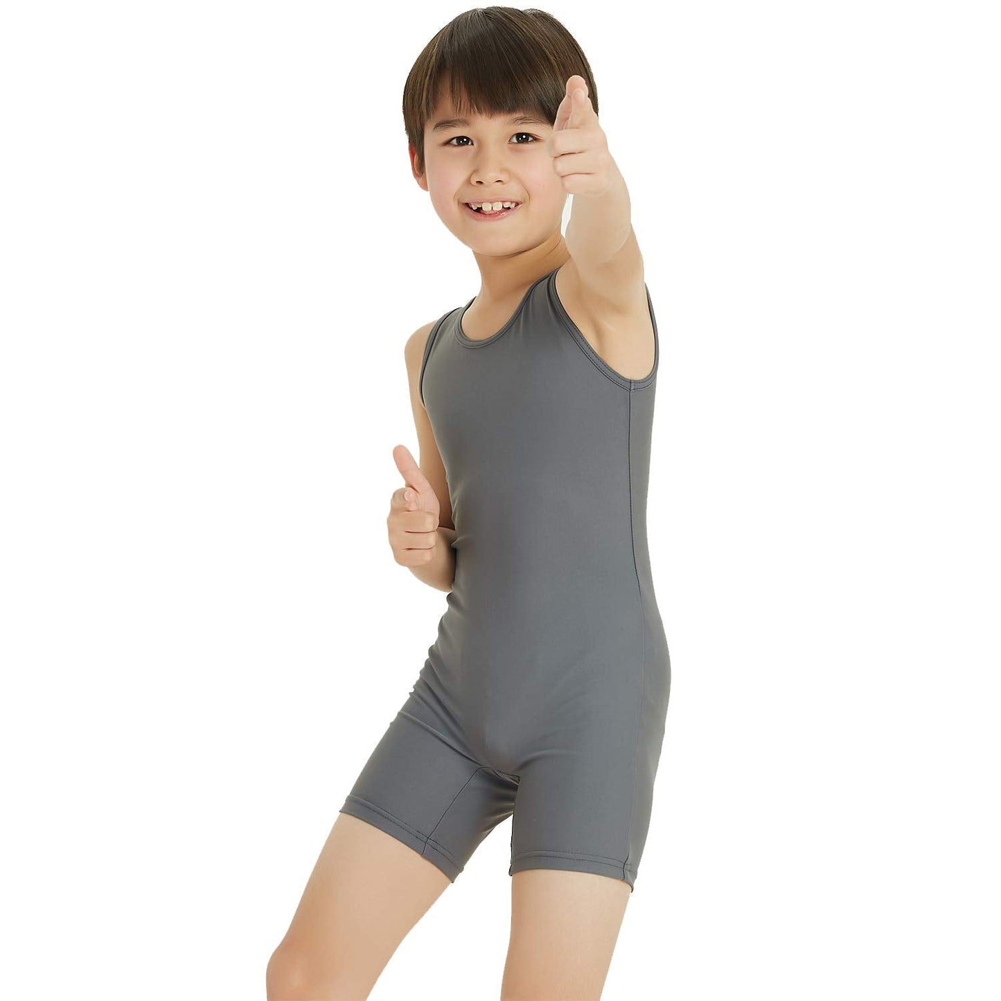 Boy's Gymnastics Unitard Toddler Ballet Dance Practice Atheletic Competition Training Leotard Gray,MC