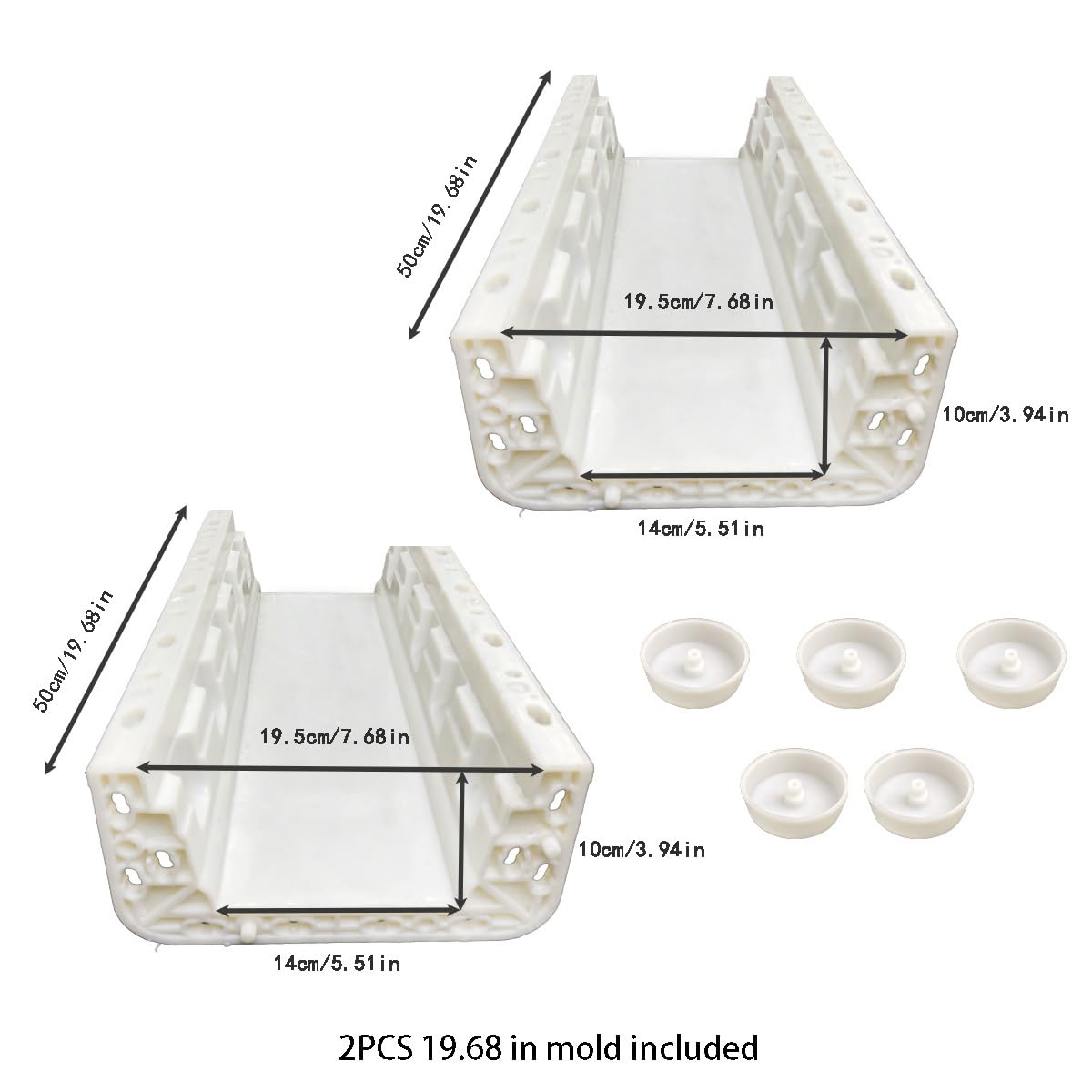 Concrete Balcony Edge Molds, 2PCS 19.69 Inch Balcony Precastline Molds for for Outdoor Decoration