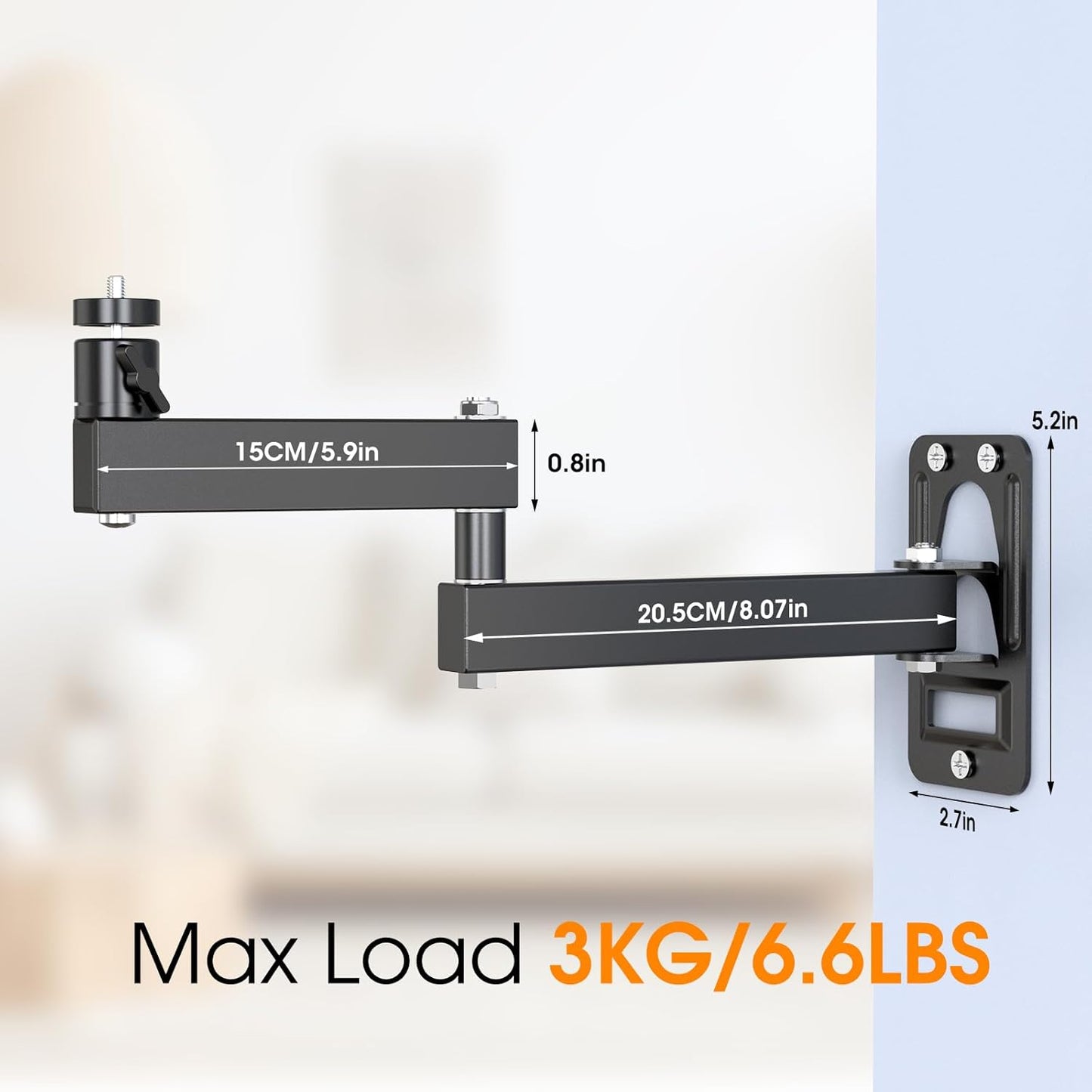DAWASAPAT 1/4" Universal Porjector Mount Foldable Wall Mount Screw, Adjustable Tilt&Swivel Hanging Bracket Holder Wall