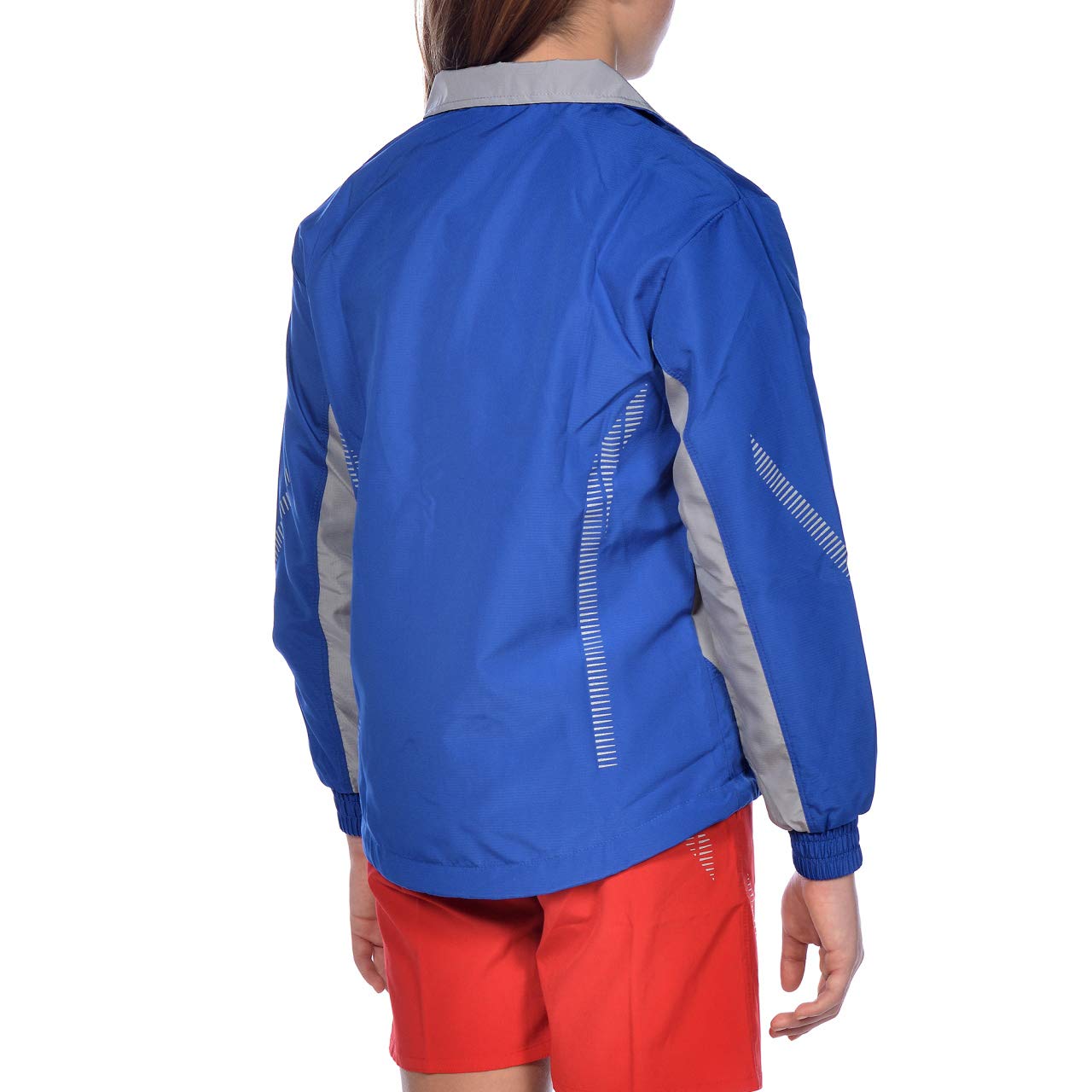 ARENA Kids Team Line Youth Warm Up Full Zip Jacket Lightweight Athletic Training Competitive Recreational Side Pockets Breathable Track Swimming Sports, Royal Blue/Gray, Size X-Large