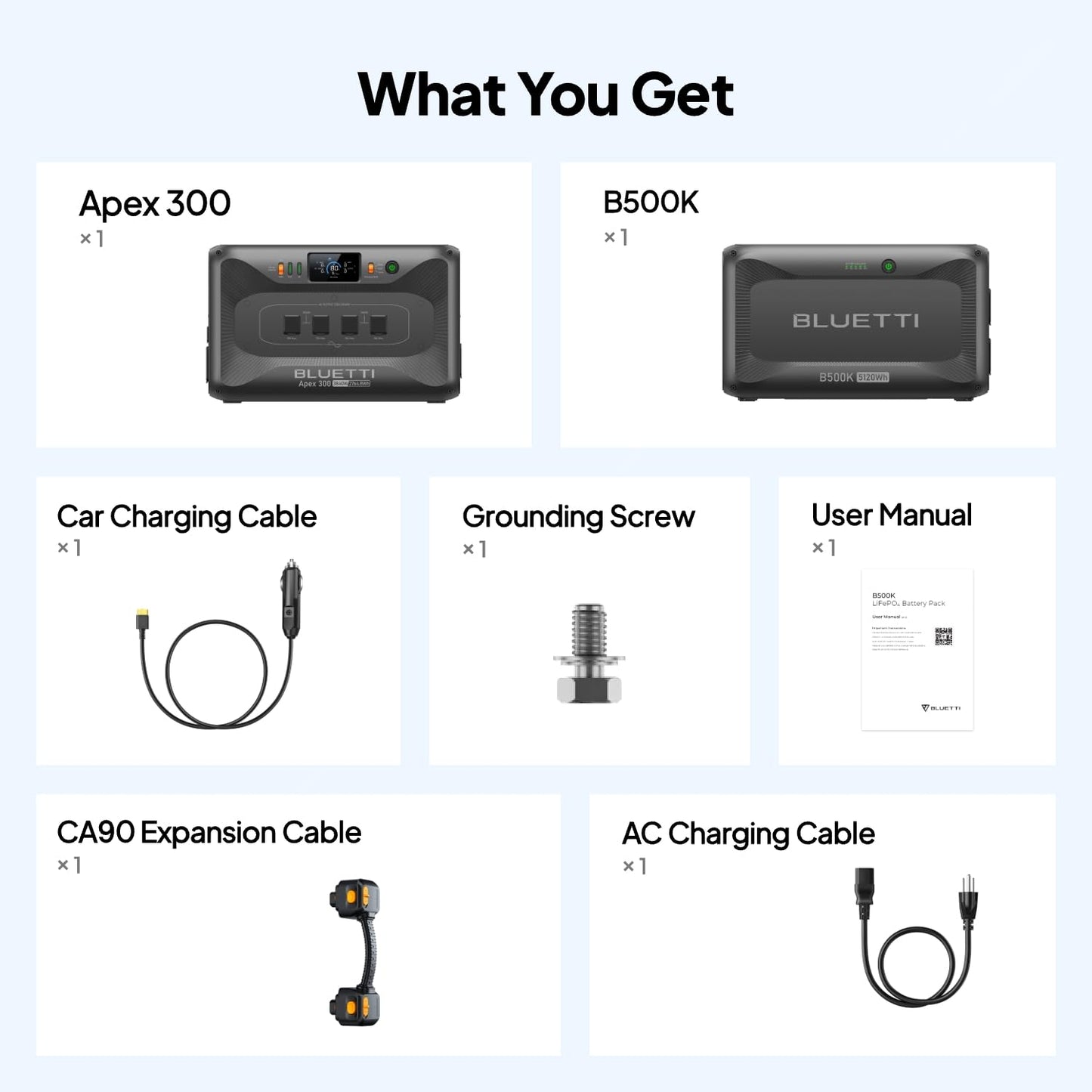 BLUETTI Apex 300 Portable Power Station & B500K Expansion Battery, 7884.8Wh LFP Battery Backup with 6 3840W AC Outlets (7680W Surge), 120V/240V Dual Voltage Output, for Home, RV and Emergencies