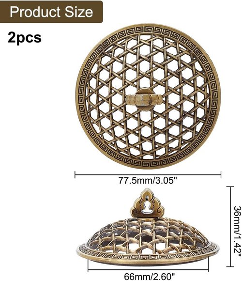 DICOSMETIC Incense Burner Cover - Classic 66mm Round Alloy Holder with Antique Bronze Finish | Lotus Design