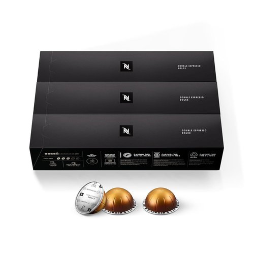 Nespresso Vertuo Double Espresso Dolce Capsules - 30-Count Espresso Pods | Brews 2.7 oz.