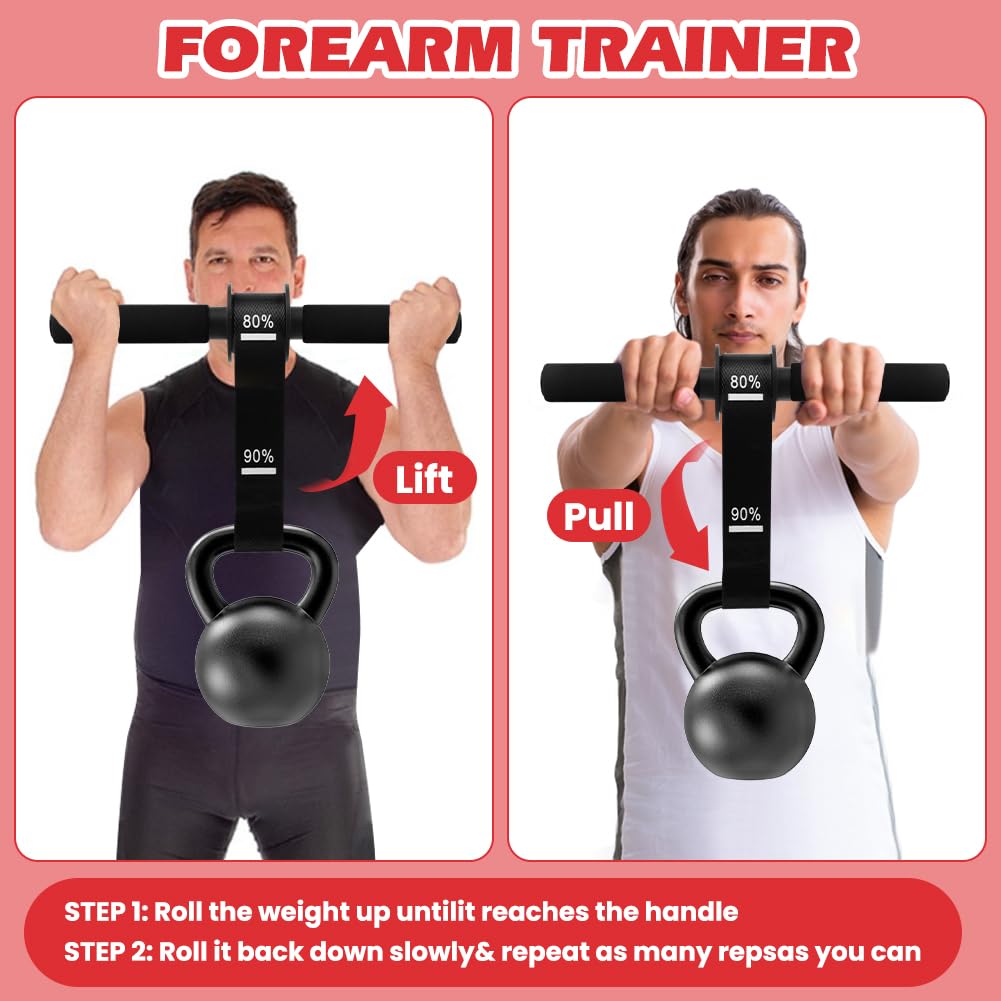 Forearm Strengthener and Wrist Roller with Thick Grip & Adjustable Strap, Ideal for Grip Strength Training, Muscle Building and Rehabilitation(Color:Black)