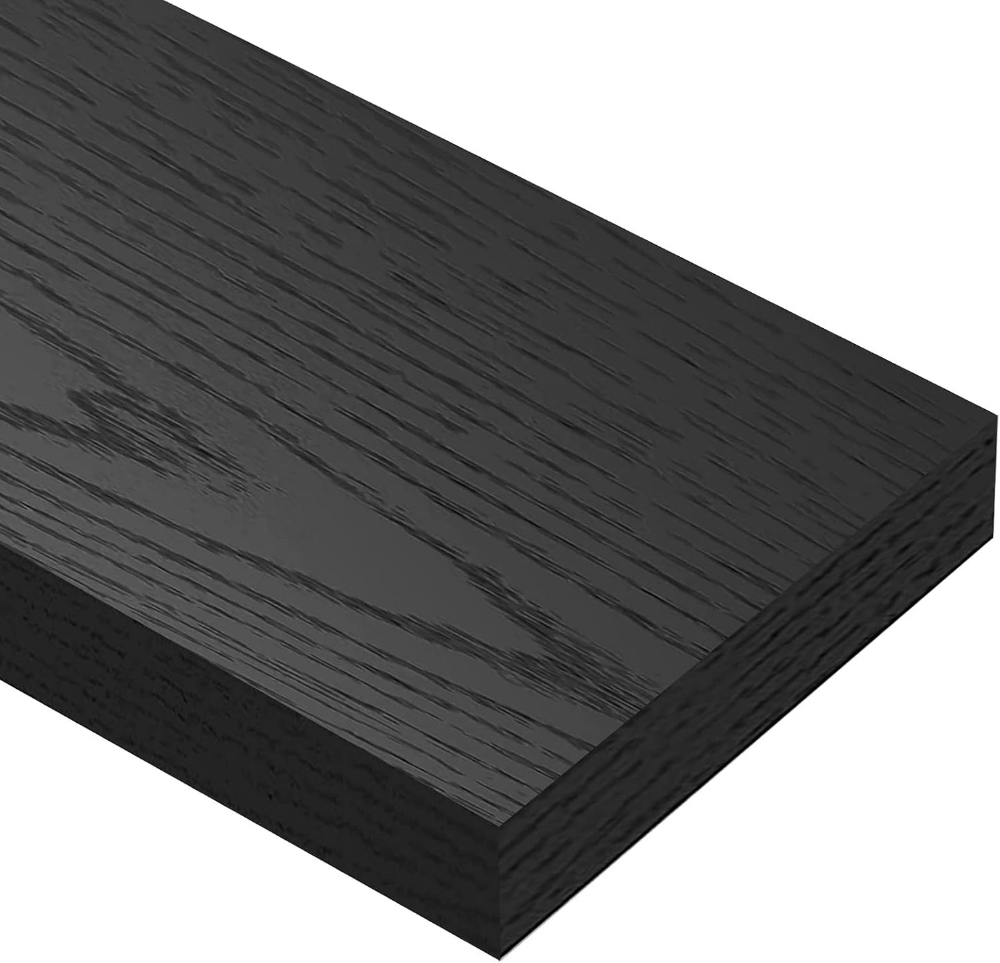 QEEIG Floating Bathroom Shelves - Wall-Mounted Farmhouse Decor | Set of 2, 15.7" x 6.7", Black