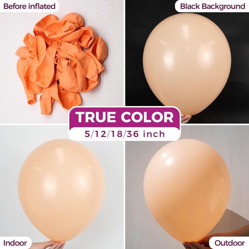 Bezente Pastel Orange Latex Party Balloons - 100 Pack of 12-Inch Round Helium Balloons for Celebrations