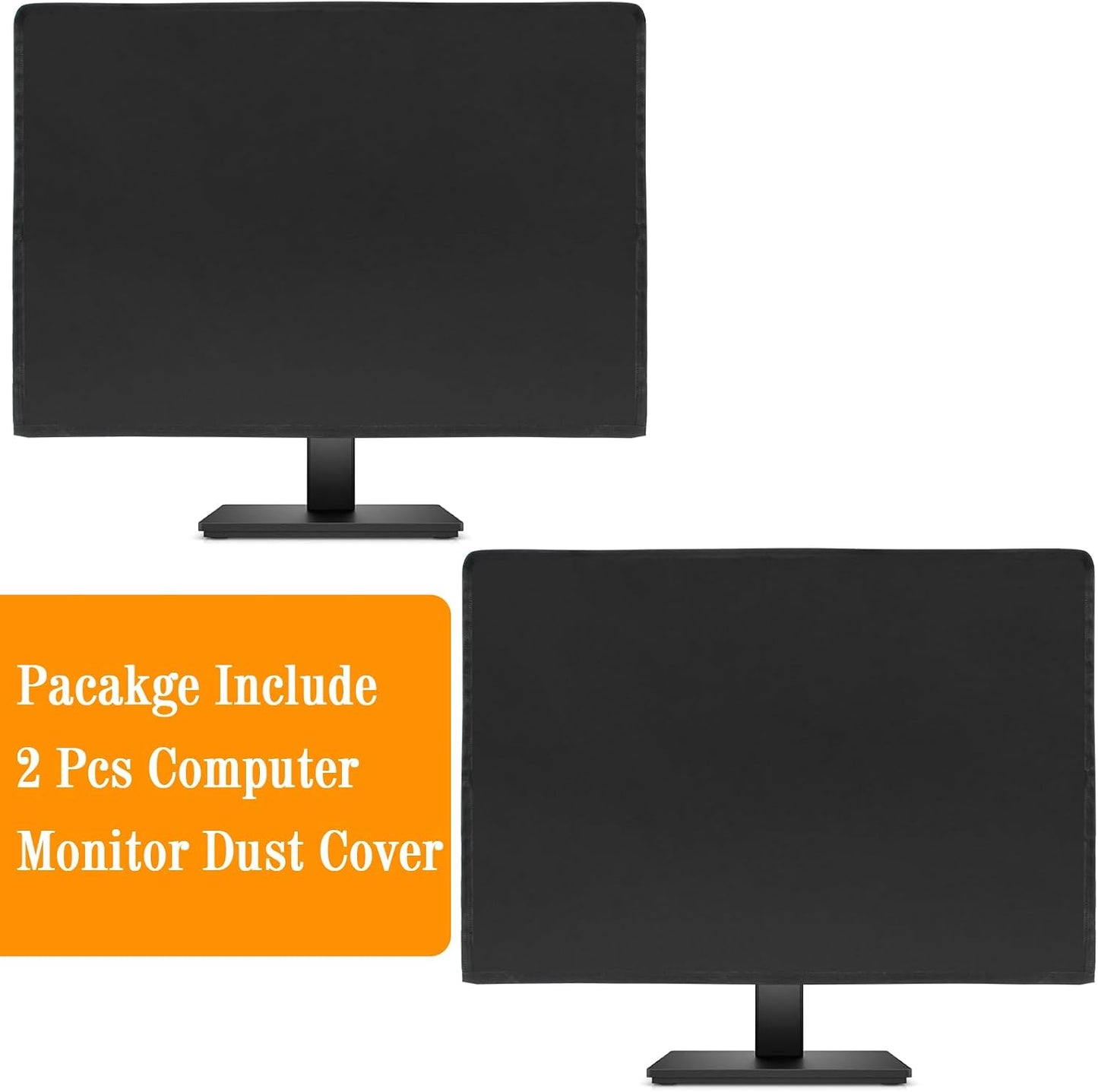 2Pack Waterproof Computer Monitor Dust Cover, Luxiv Black Full Body Cover for Computer Screen Protective Sleeve