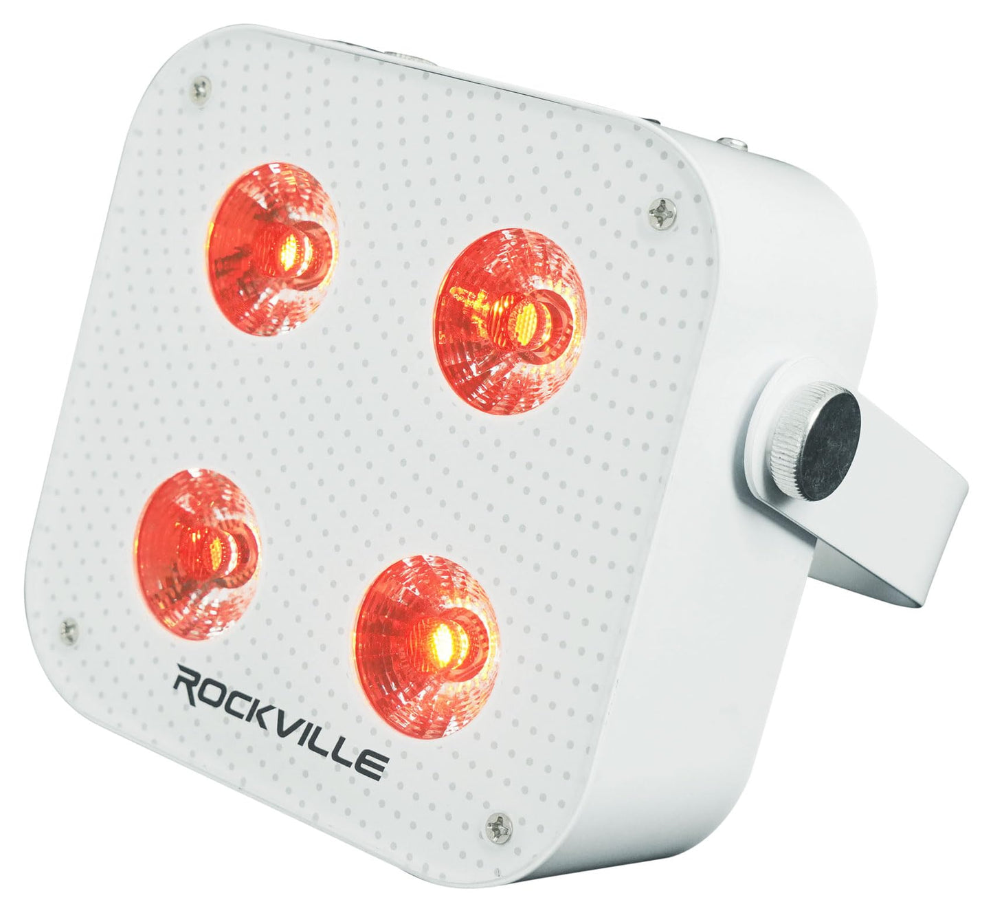 Rockville 4 Pack MINI RF4 V2 White LED Wash Up Light, RGBWA+UV, Compact, App, Remote, LCD, Wireless DMX, Rechargeable, Perfect for DJ/Party Lighting