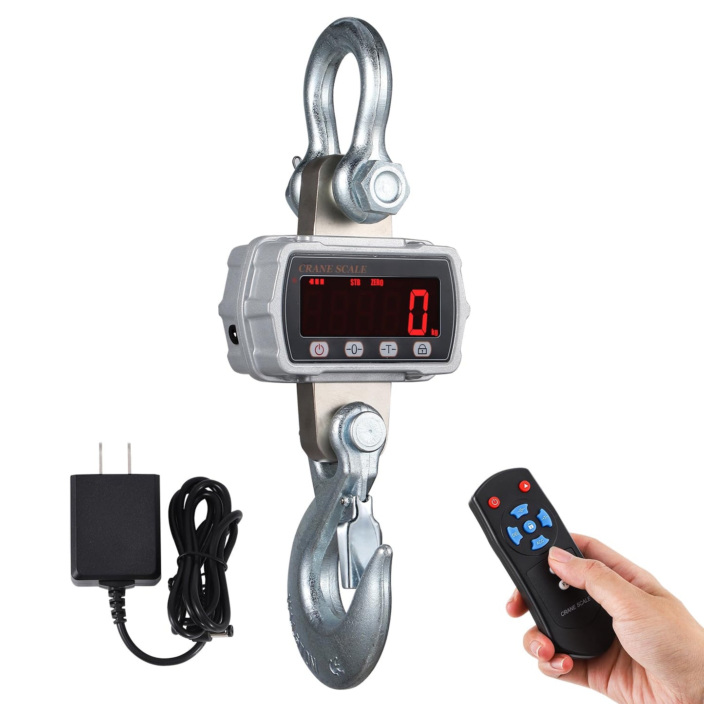 CGOLDENWALL Digital Crane Scale 11000lb Industrial Hanging Scale Handheld Hoist Scale kg lb Switchable 5000kg Wild Game Scale for Farms, Hunting and Livestock, Grey