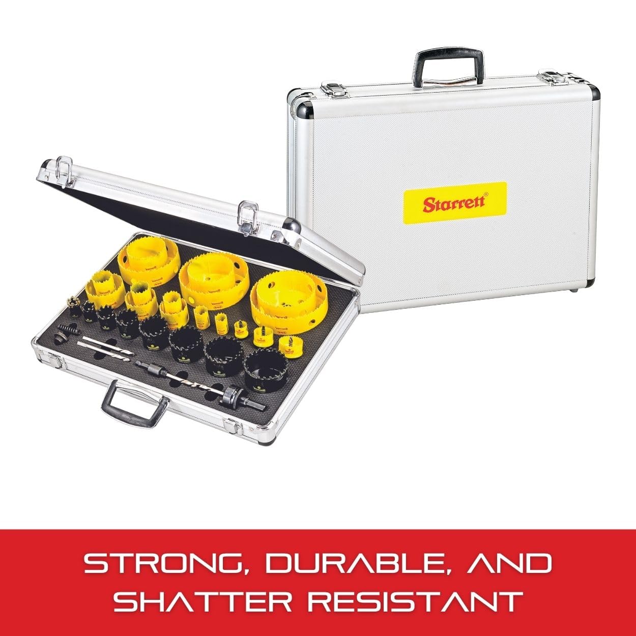 Starrett Smooth Cut Electricians Hole Saw Kit - 31 Piece Bi-Metal/Carbide Tipped/Cordless Smooth Cut Electricians Hole Saw Kit with Aluminum Case - KMX25061-N