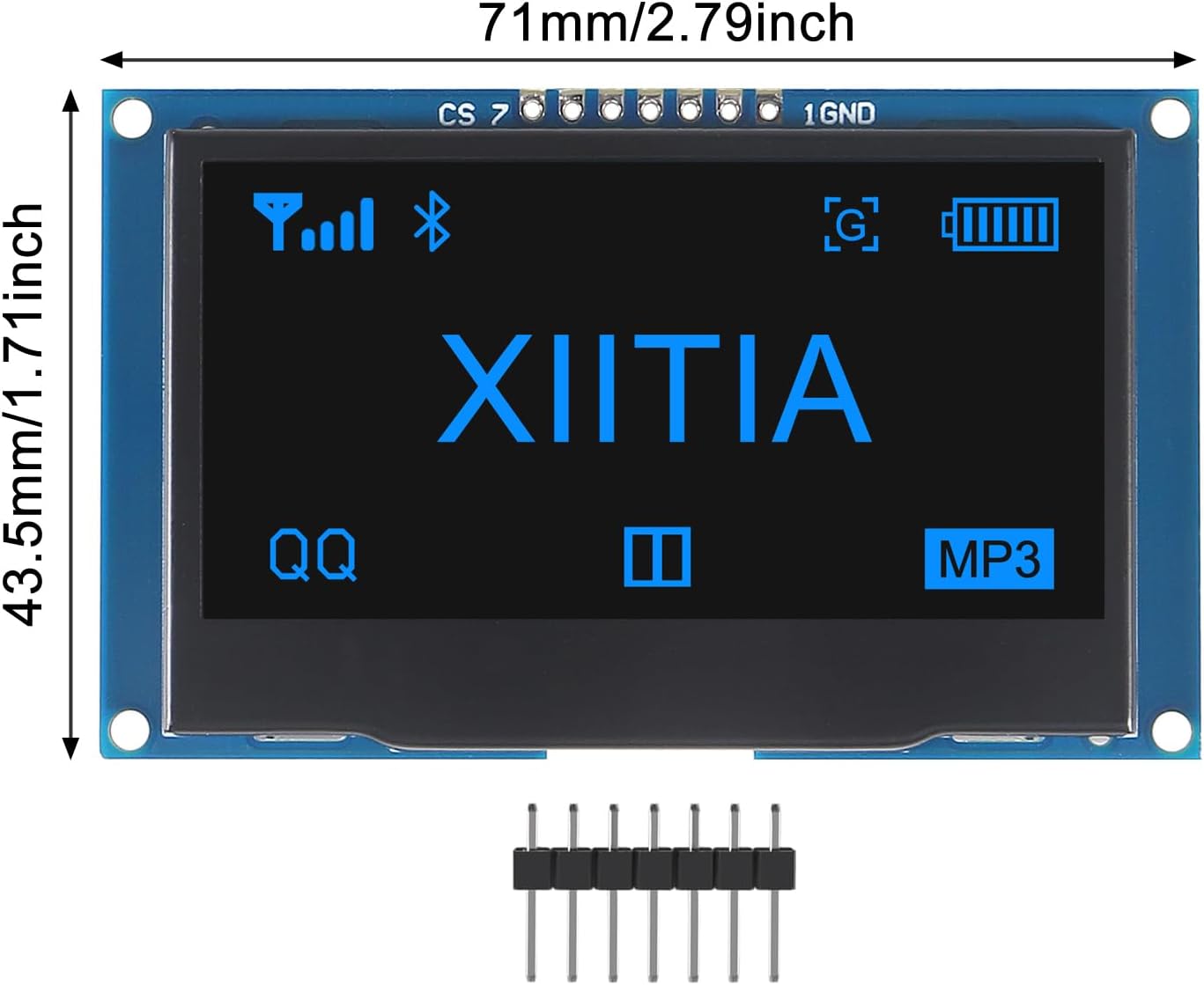 XIITIA 2pcs 2.42" SSD1309 128x64 2.42 Inch I2C 7 OLED Display Module OLED LCD Display Module IIC SPI Pin (Blue Light)