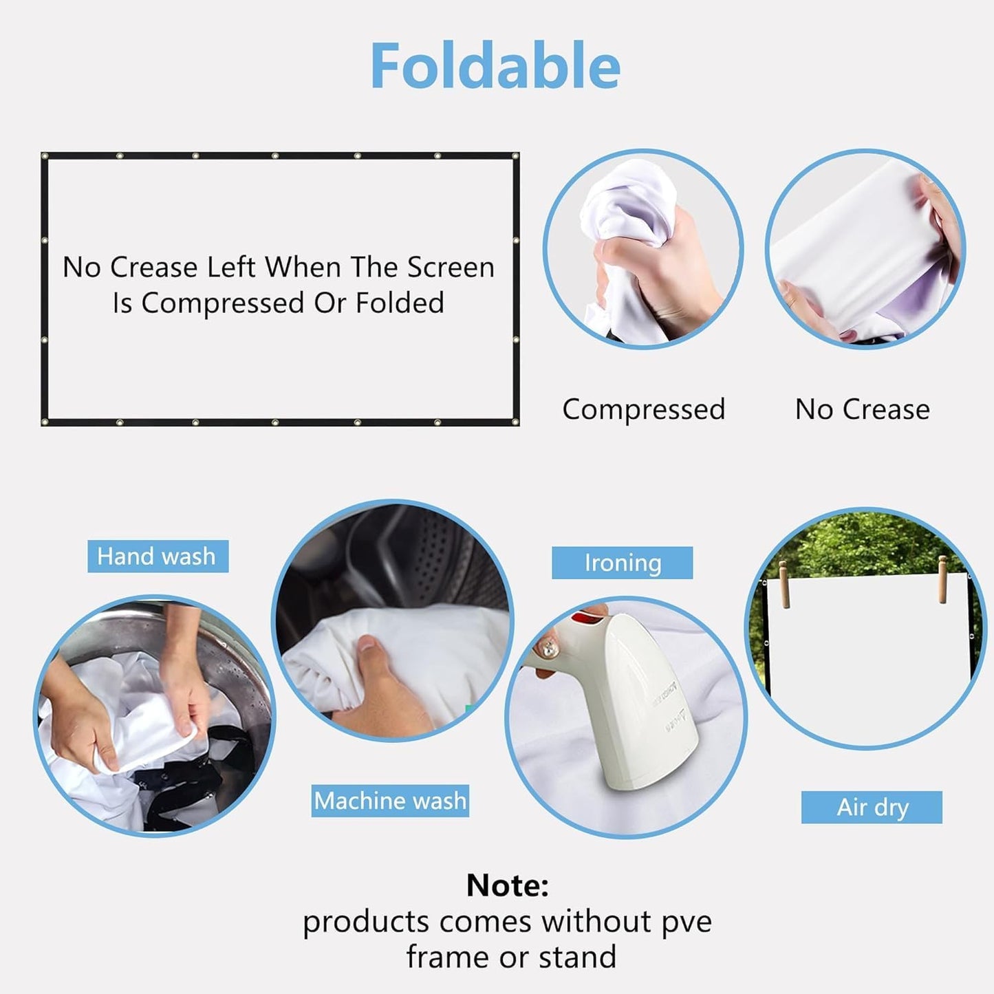 HCHIB 84 inch 16:9 Projector Screen Portable Projector Home Theater Movie Screen Foldable Indoor/Outdoor Support