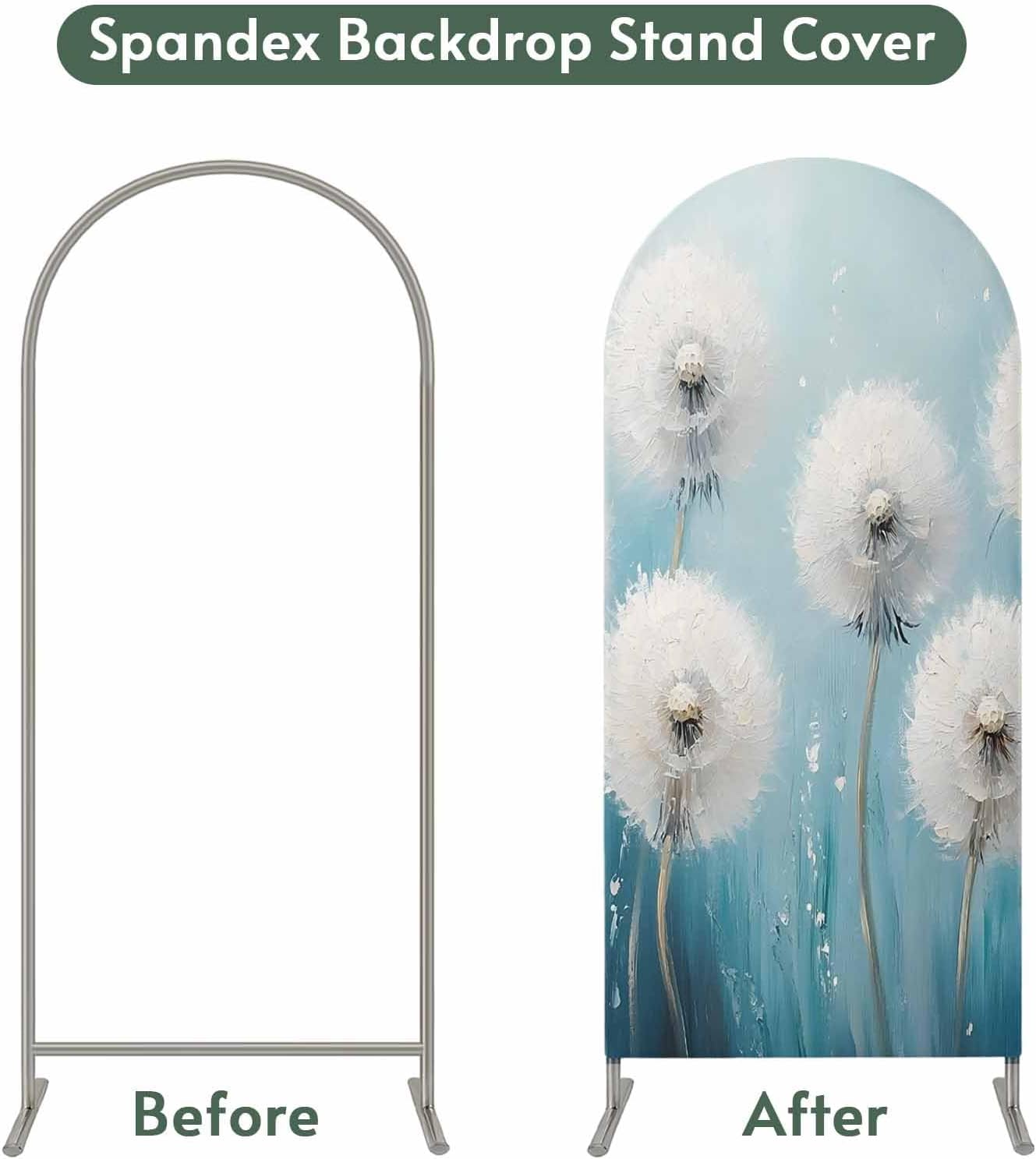 Jnbasdffb 7.2 White Spring Floral Wedding Arch Cover,Stretchy Spandex Arch Backdrop Stand Covers FT,Modern Oil Painting