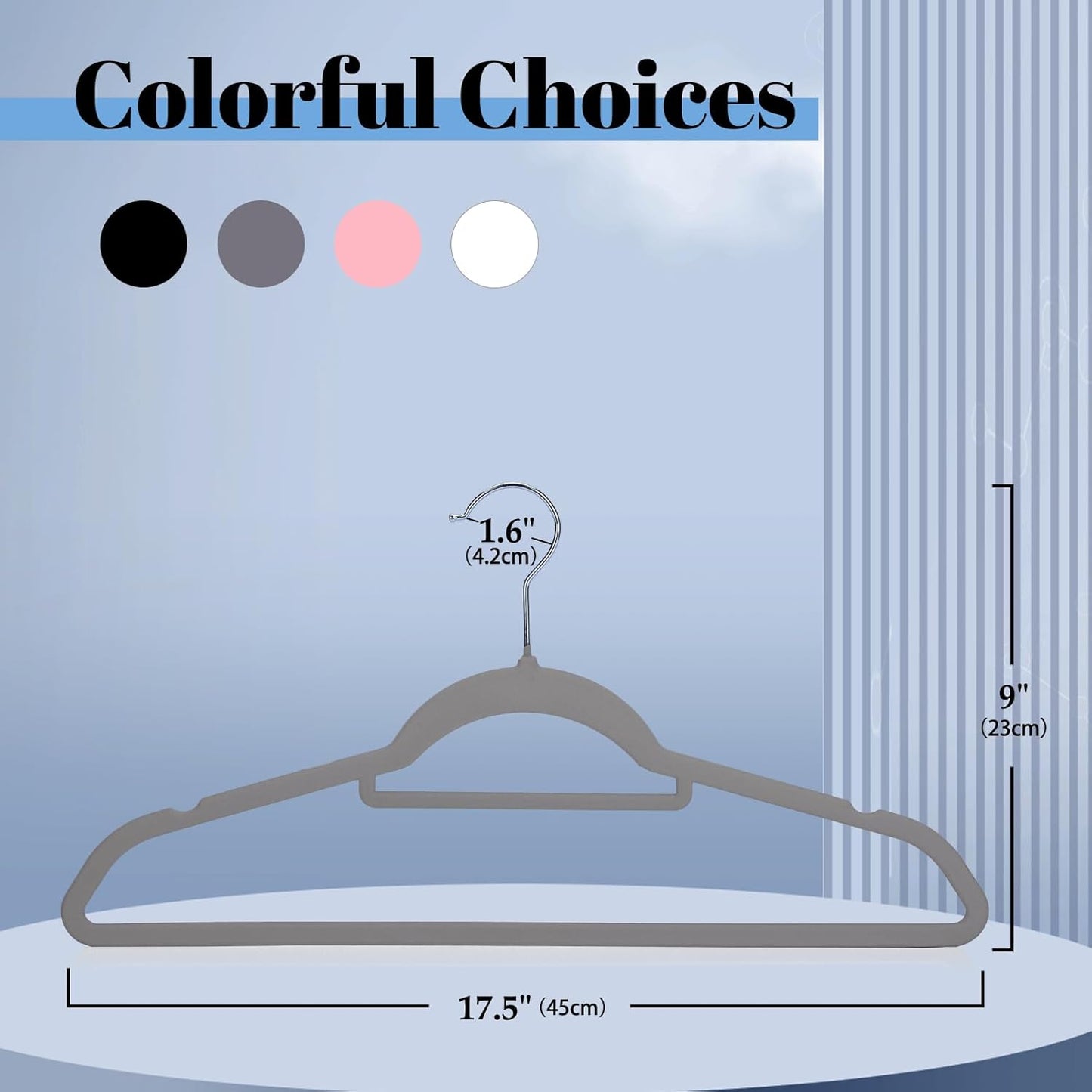 Smartor Velvet Hangers - Space-Saving Non-Slip Clothes Hangers with Tie Bar | 20-Pack in Grey