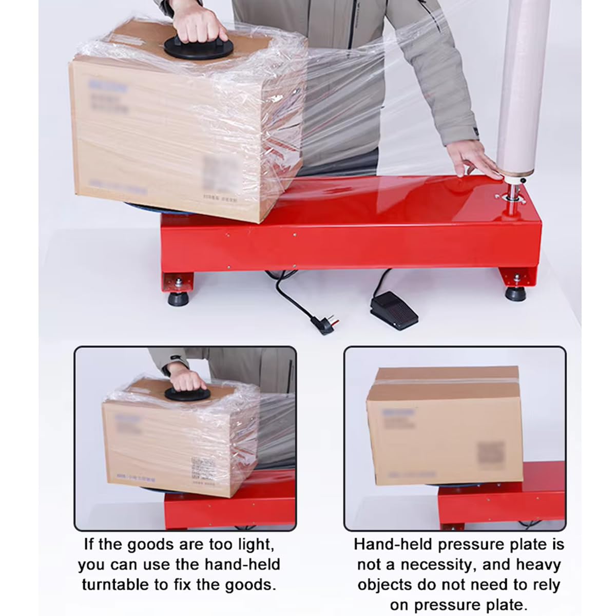 INTBUYING 110V Electric Stretch Film Wrapping Machine Adjustable Speed Wrap-Around Film Baler Double Shaft Dispenser Maximum Speed 30 RPM