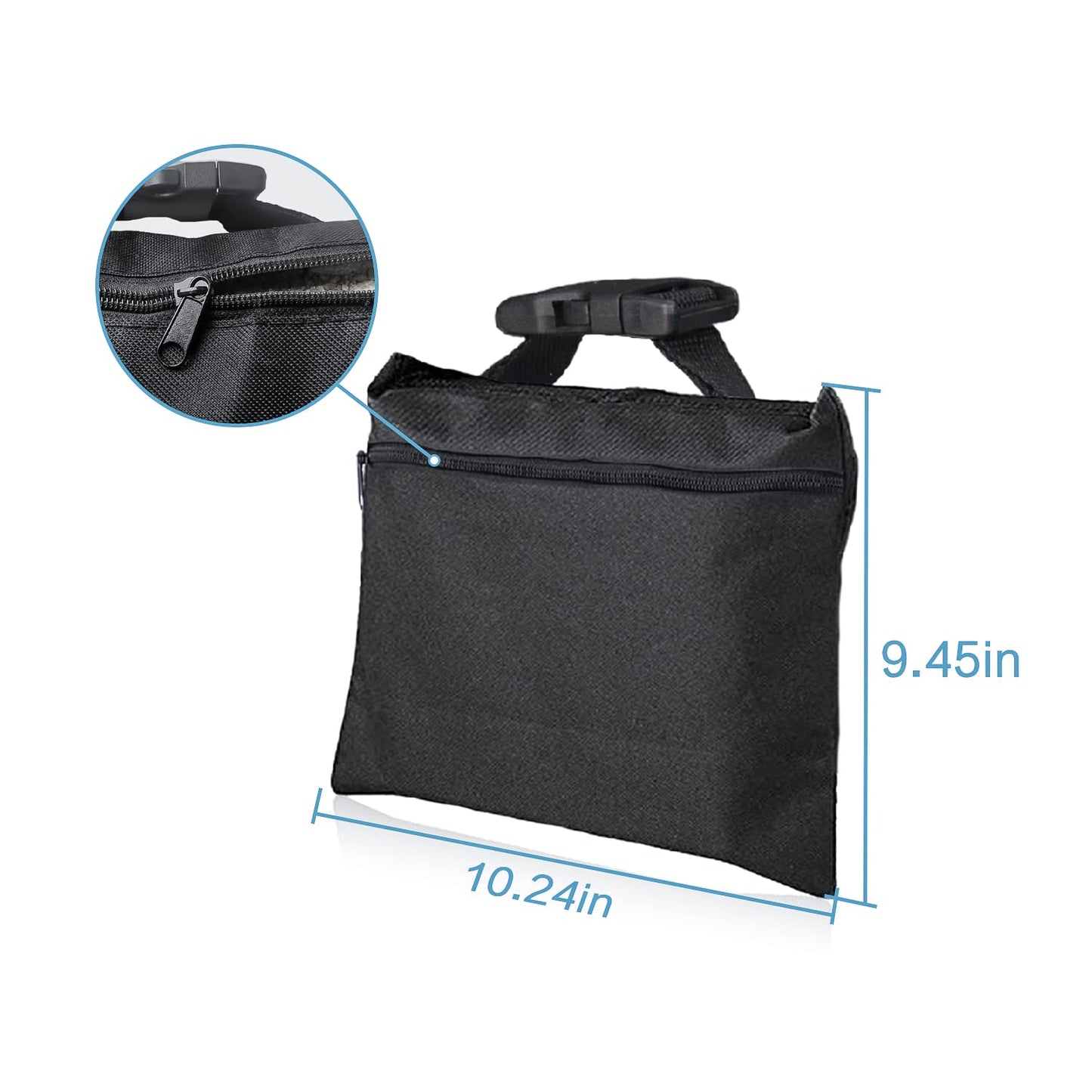 ifkdnr Sandbags 4 Packs with 4 PE Bags, Heavy Duty Sand Bags, Sand Bags for Weight with Zipper and Buckle Straps for Support Light Stand, More 2/4/6/8/10/12 Packs Sand Bag to Choose.