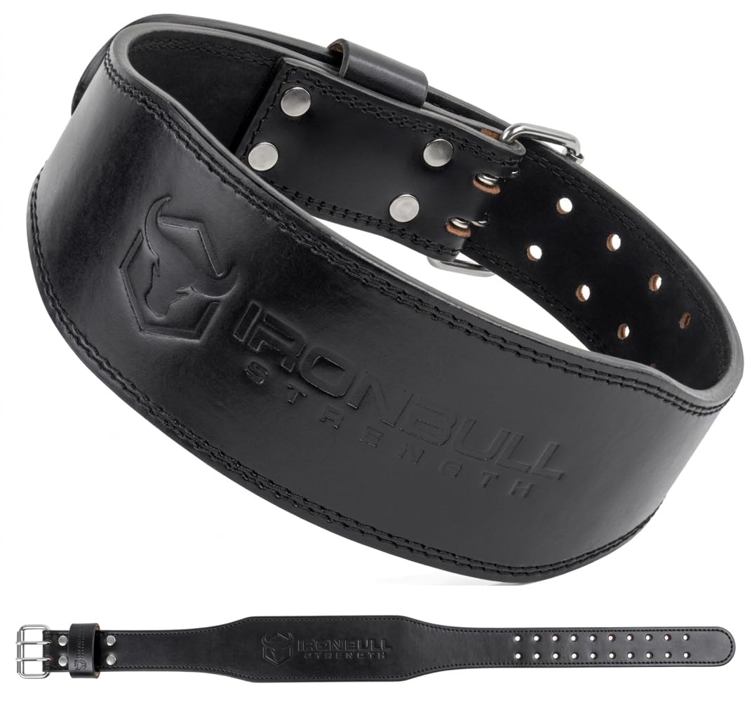 7mm Leather Weight Lifting Belt - 4" Wide Tapered Premium Leather Lifting Belt for Gym, Workout & Weight Training - Weightlifting Belts for Men and Women (Large, Black)