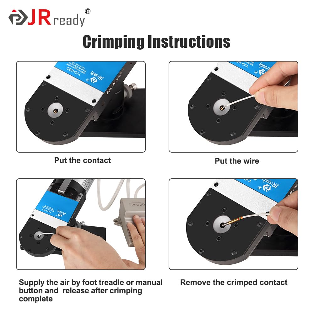 JRready YJQ-W2Q Pneumatic Crimper Wire Crimping Machine Air Powered Four-Indent Pliers Equivalent to Hand Crimper NEW-ASF1 NEW-AS1 (M22520/1-01) for 12-26 AWG Wire Terminal Crimping Tool