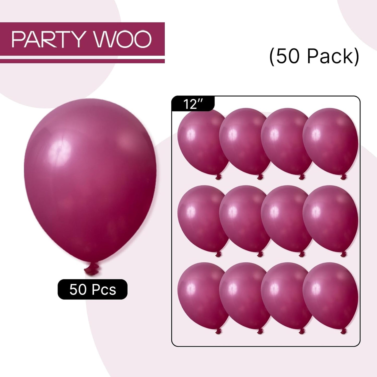 PartyWoo Dark Purple Balloons - 50 Pcs 12 Inch Latex Helium Balloons for Graduation & Events